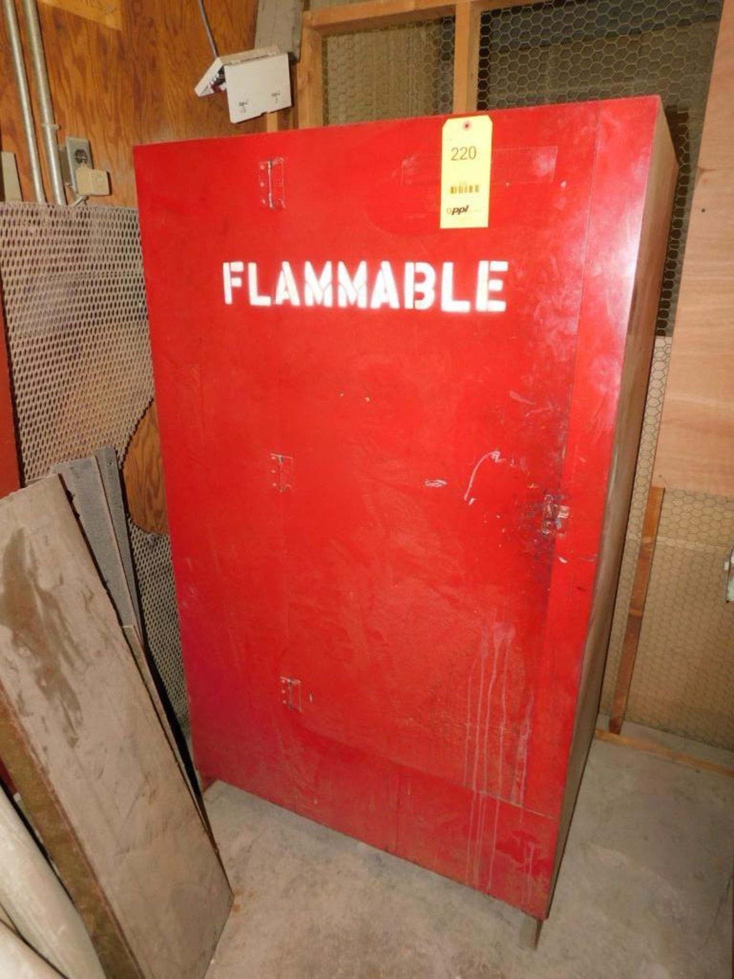 LOT: Flammable Liquid Storage Cabinet w/WD-40, Chain Lube, Assorted Oil & Fluids