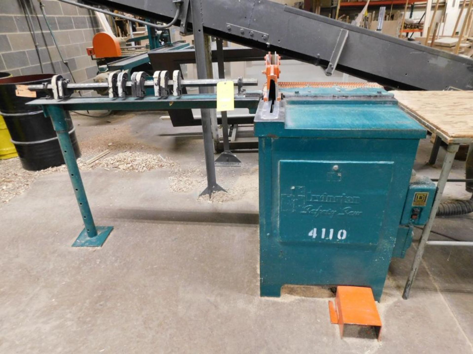 Irvington Up-Acting Cross Cut/Deflect Saw, Model LH Safety Saw, S/N 7904-2, 50" Stock Stop Station,