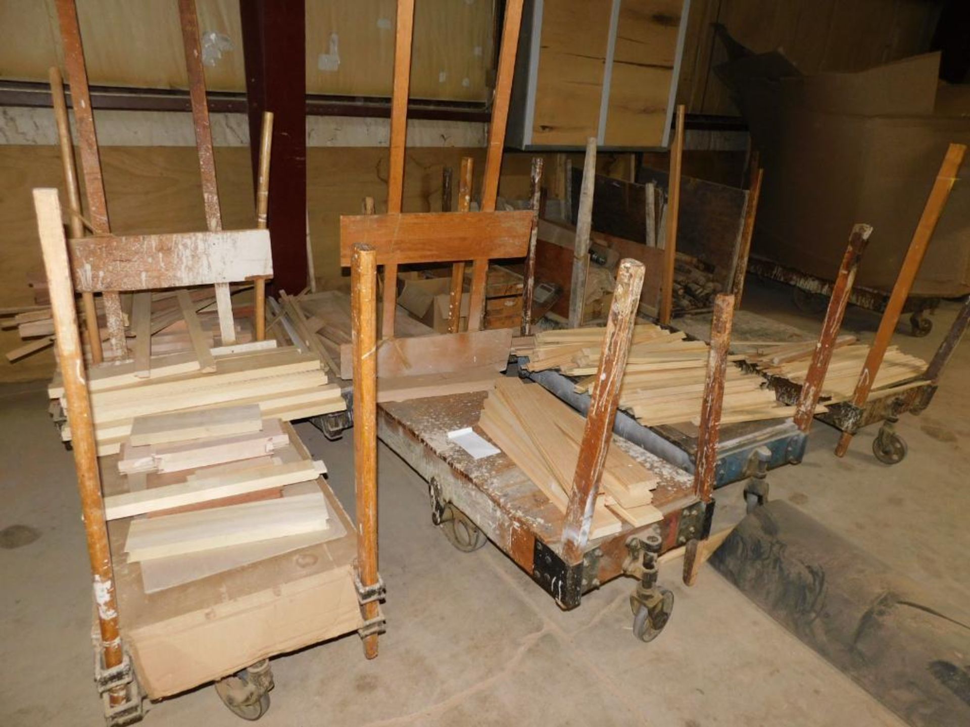 LOT: (9) Rolling Shop Carts w/Assorted Wood Components - Image 2 of 6