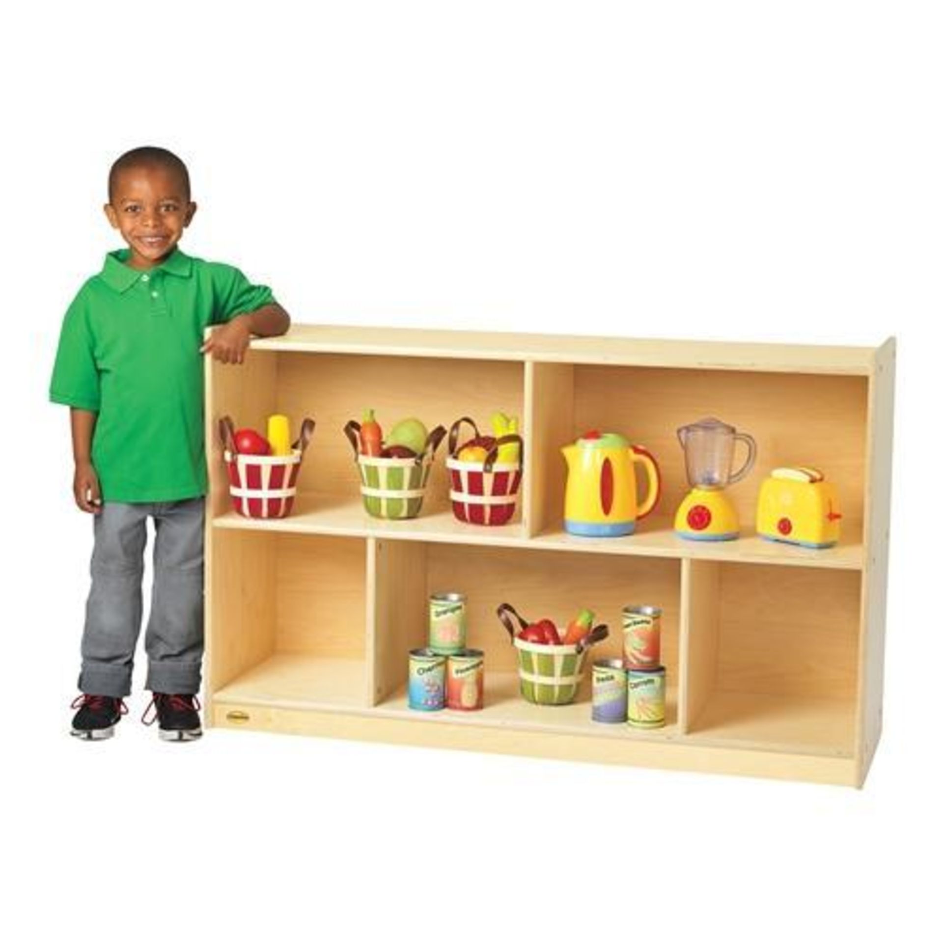 LOT: (2) Children's Factory 30" 2-Shelf Storage with Doors, Similar to Picture but with Doors