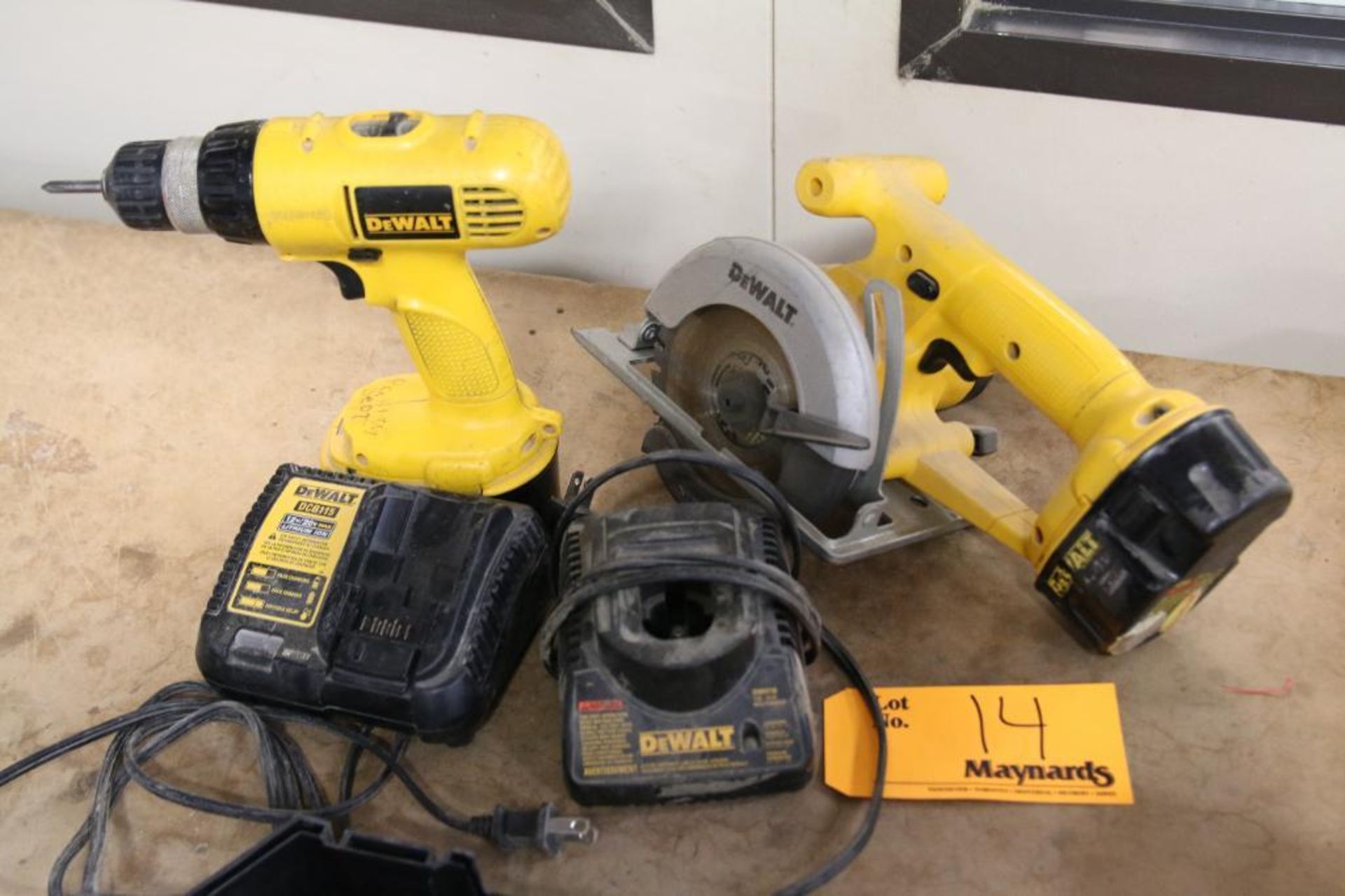 Dewalt Cordless Circular Saw and Drill with Batteries and Chargers