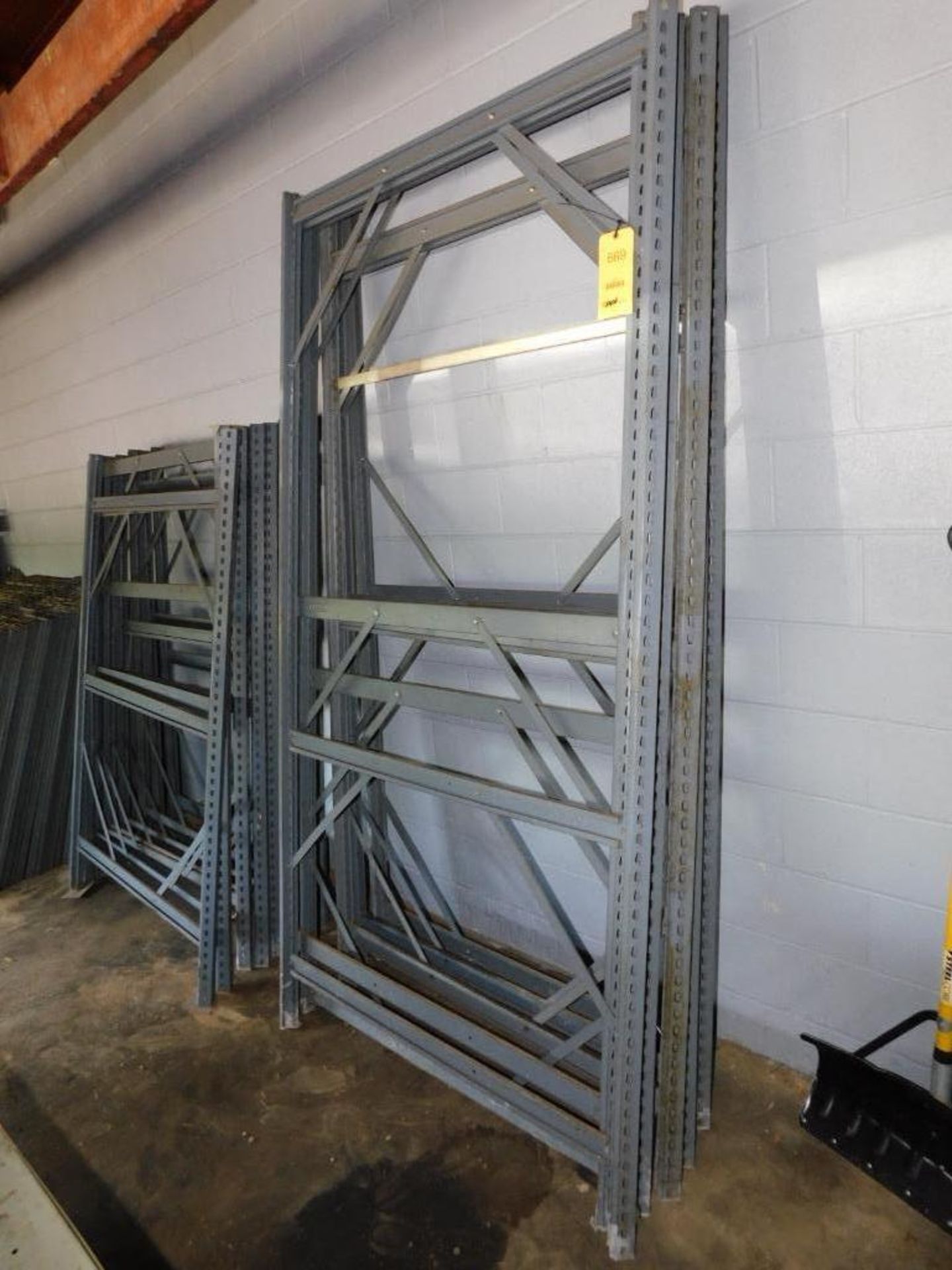 LOT: Assorted Disassembled Racking, (6) 8' Uprights, (8) 6' Uprights, 5' & 8' Crossbars, Decking