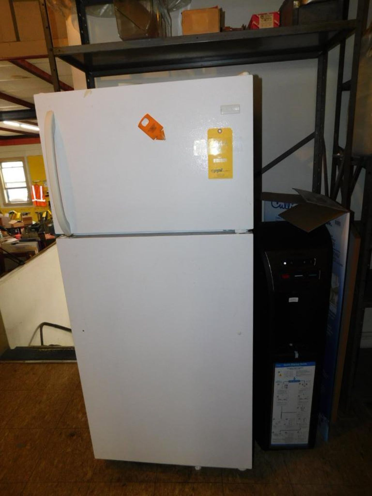 LOT: Contents of Break Room: Frigidaire Refrigerator, Mini Fridge, Microwave, Cold/Hot Water Dispens