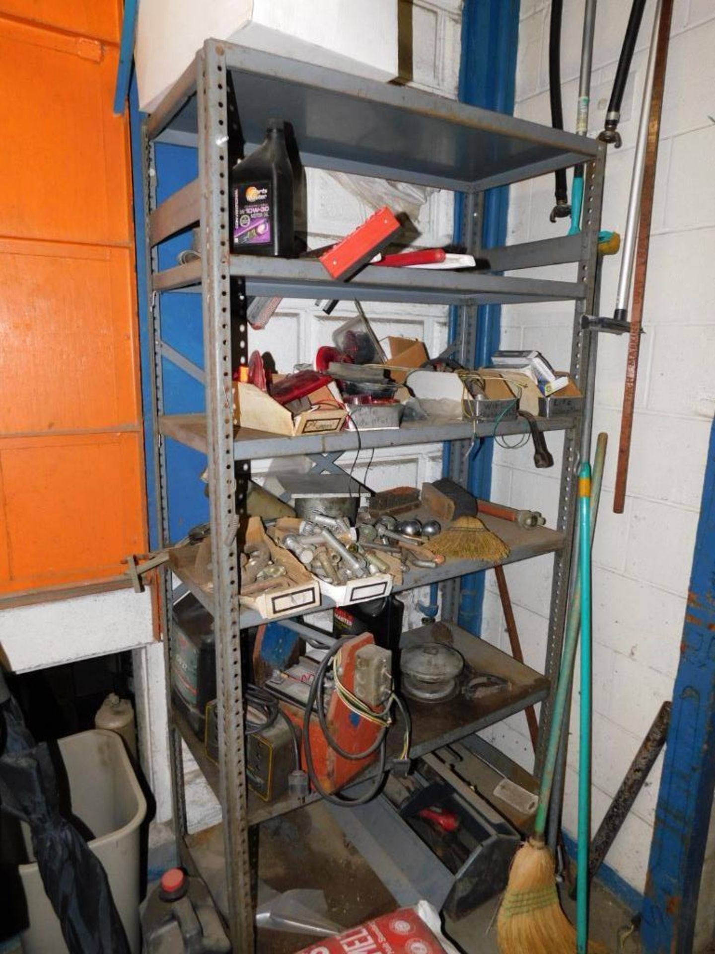 LOT: Contents of Front Office: (2) Desks, Filing Cabinet, Tool Box, Parts Bins w/ Contents, Computer - Image 10 of 12
