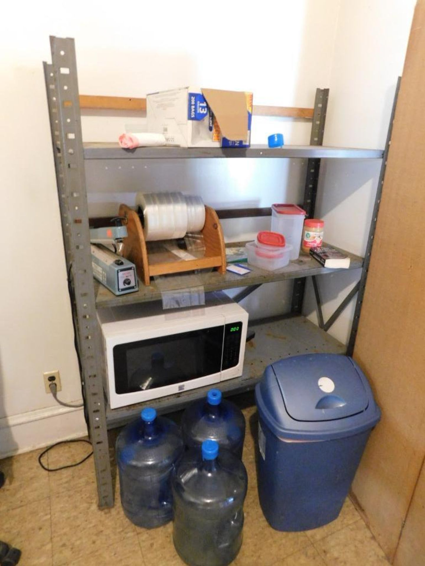 LOT: Contents of Break Room: Frigidaire Refrigerator, Mini Fridge, Microwave, Cold/Hot Water Dispens - Image 4 of 13