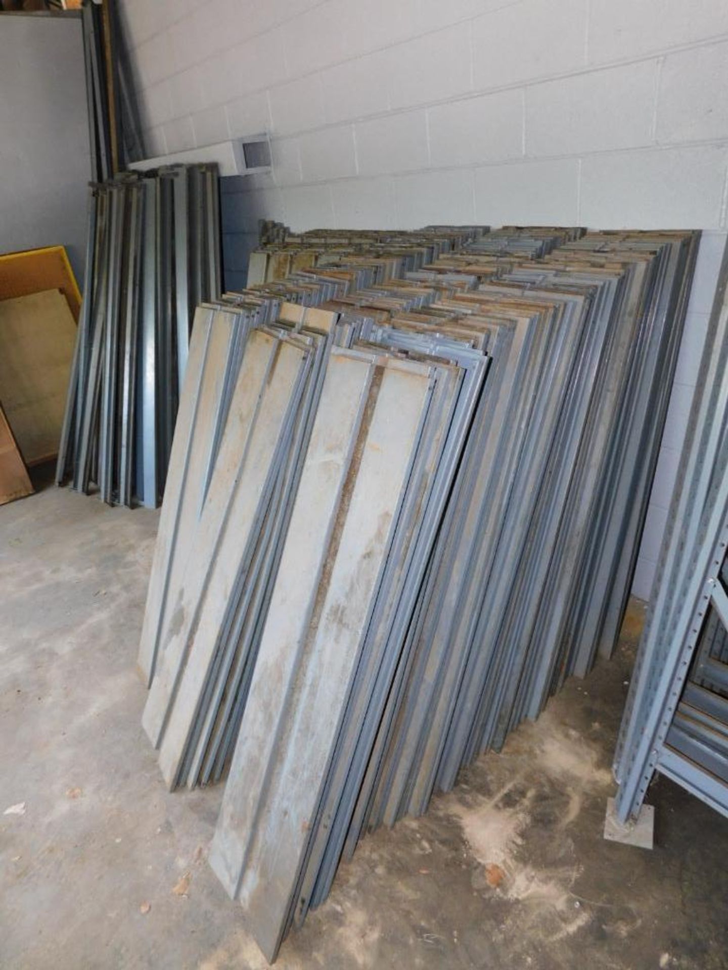 LOT: Assorted Disassembled Racking, (6) 8' Uprights, (8) 6' Uprights, 5' & 8' Crossbars, Decking - Image 4 of 7