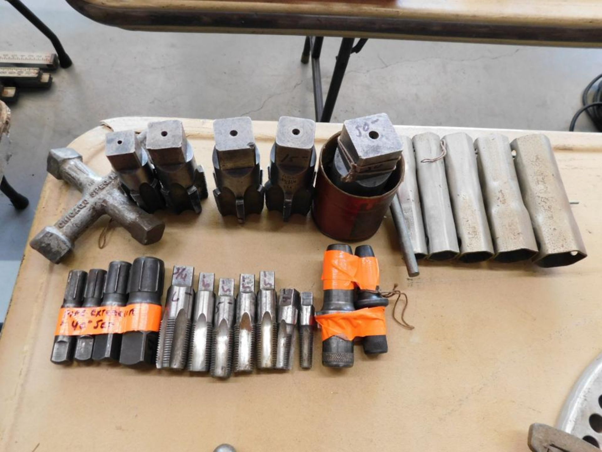 LOT: Shower Valve Socket Set, Model 3014 Plug Wrench, (3) Fish Tapes, 3/4" & 1" Pipe Flaring Tools,