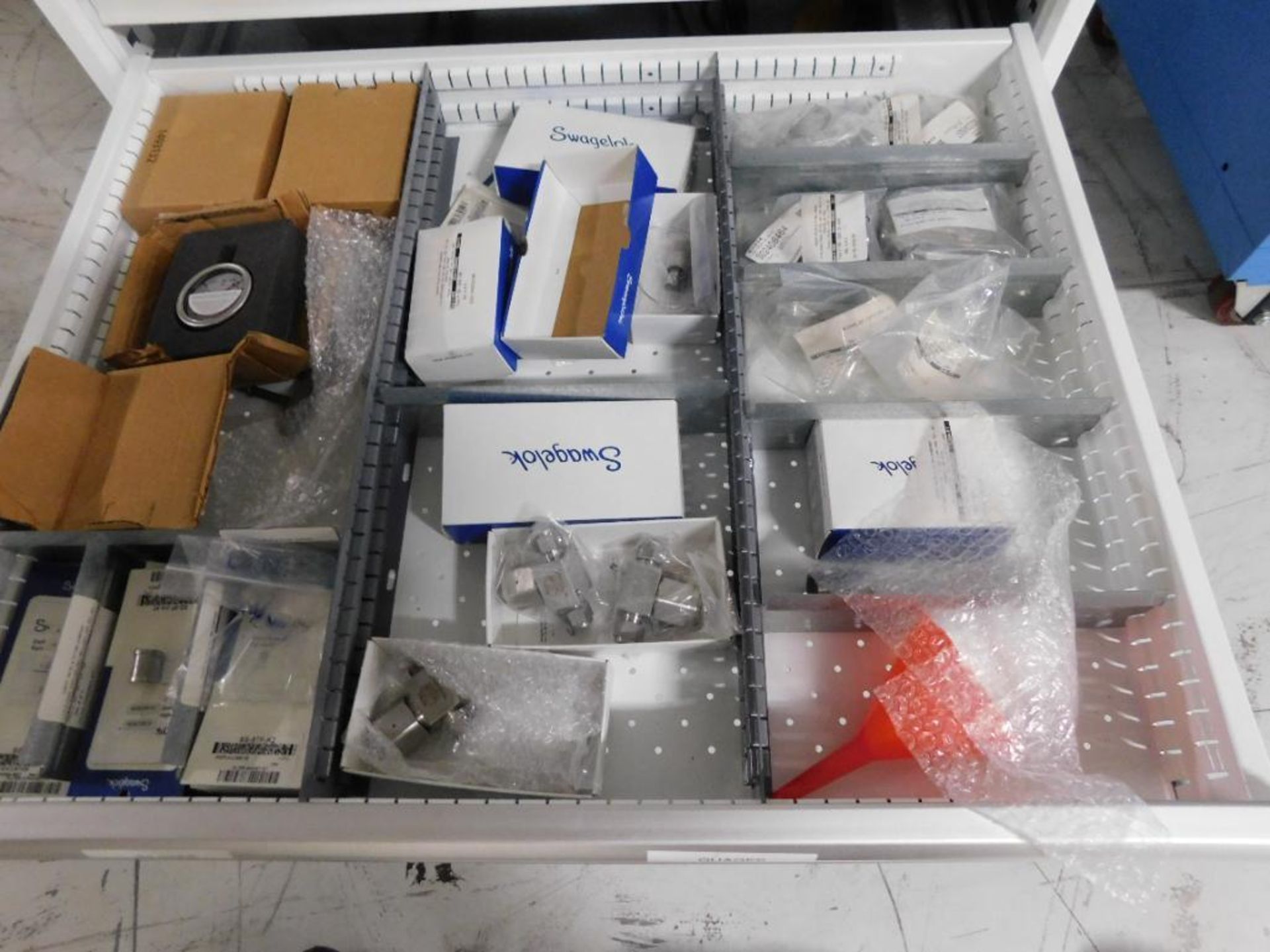 LOT: Rolling 7-Drawer Lista Cabinet w/Digital Lock & Contents of Swagelok Fittings & BNC Cables - Image 4 of 4