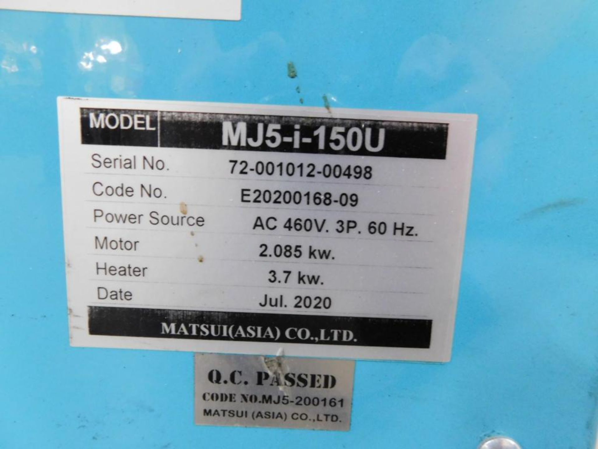 Matsui Dryer Model MJ5I-150U w/66 lb. Hoppers on Cart, S/N 72-001012-00498 (2020) - Image 4 of 4