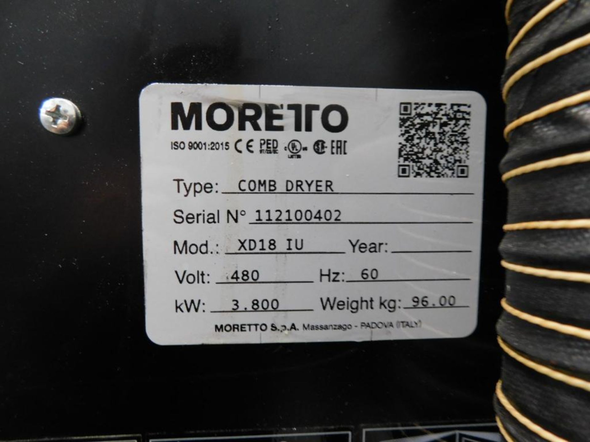 Moretto XD18 Portable Material Dryer 150 Lb. Capacity Top Loaded Insulated Hopper, AEC Vacuum Loader - Image 8 of 11