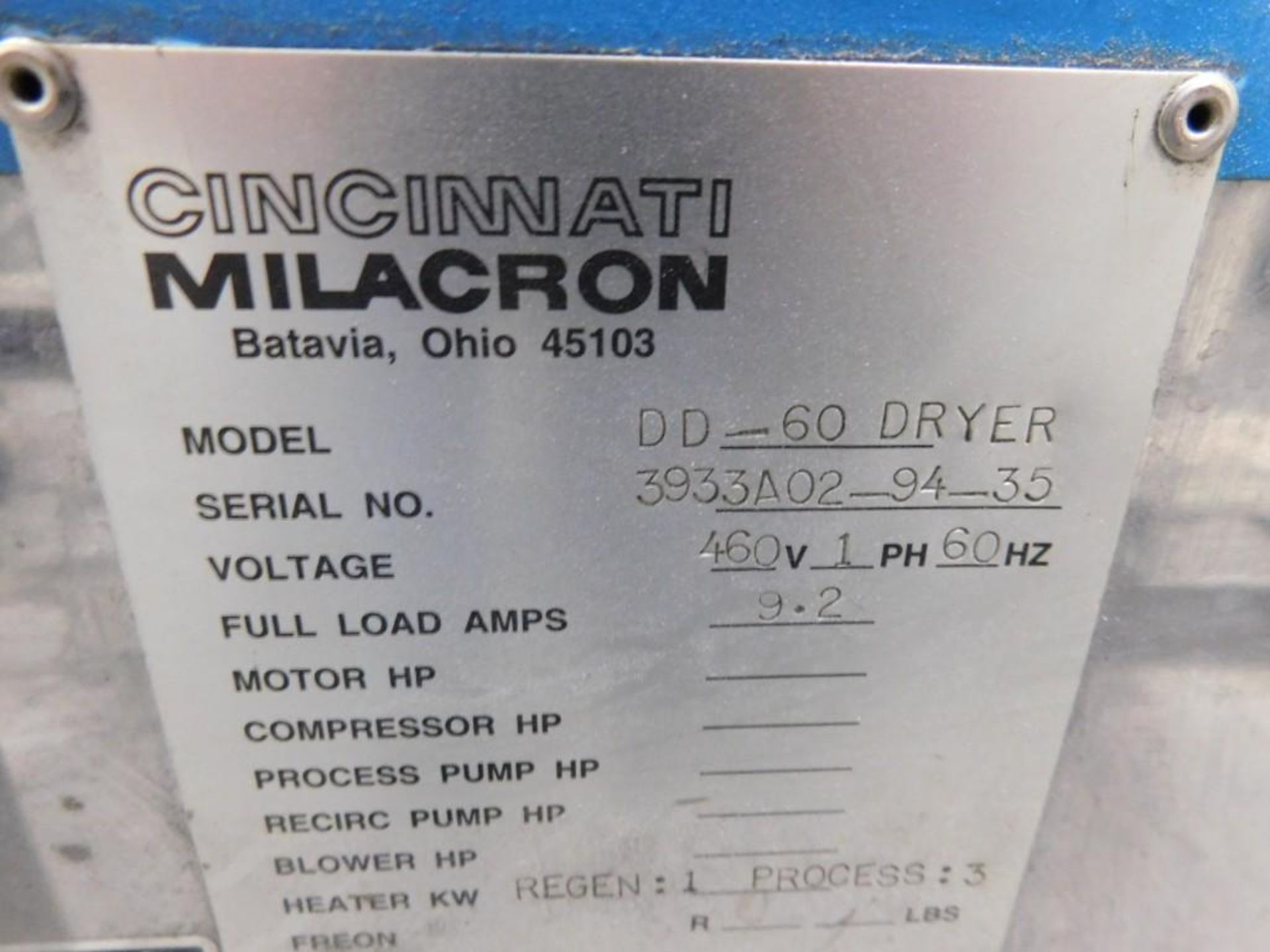 Cincinnati Milacron Desiccant Material Dryer Unit, Approx. 200 Lb. Capacity Top Side Vacuum Loaded G - Image 6 of 7