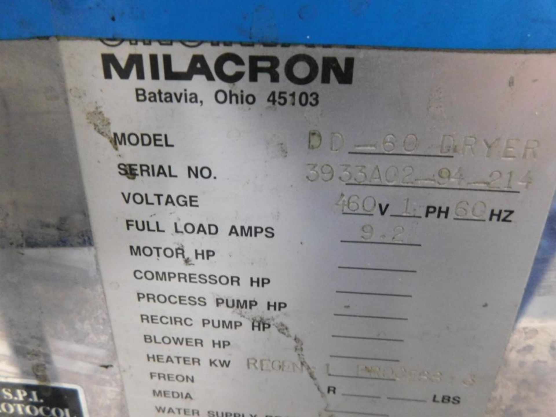 Cincinnati Milacron Desiccant Material Dryer Unit, Approx. 200 Lb. Capacity Top Side Vacuum Loaded G - Image 5 of 5