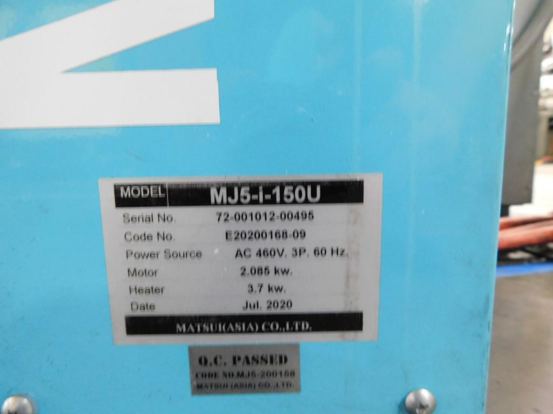 Matsui Dryer Model MJ5I-150U w/66 lb. Hoppers on Cart, S/N 72-001012-00495 (2020) - Image 5 of 5