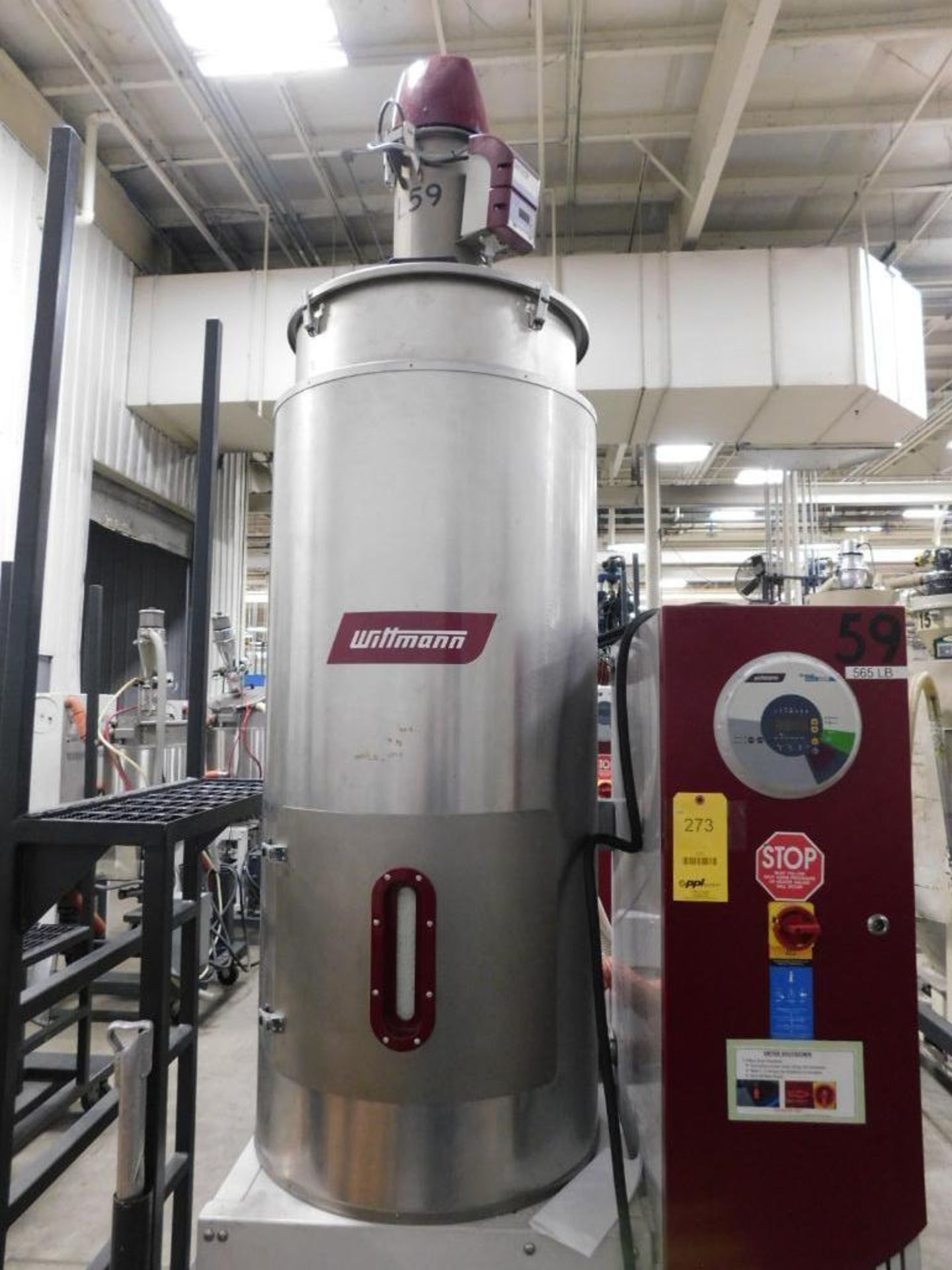 Wittmann Desiccant Material Dryer Unit, 565 Lb. Capacity Top Side Vacuum Loaded Gravity Bottom Disch - Image 3 of 10