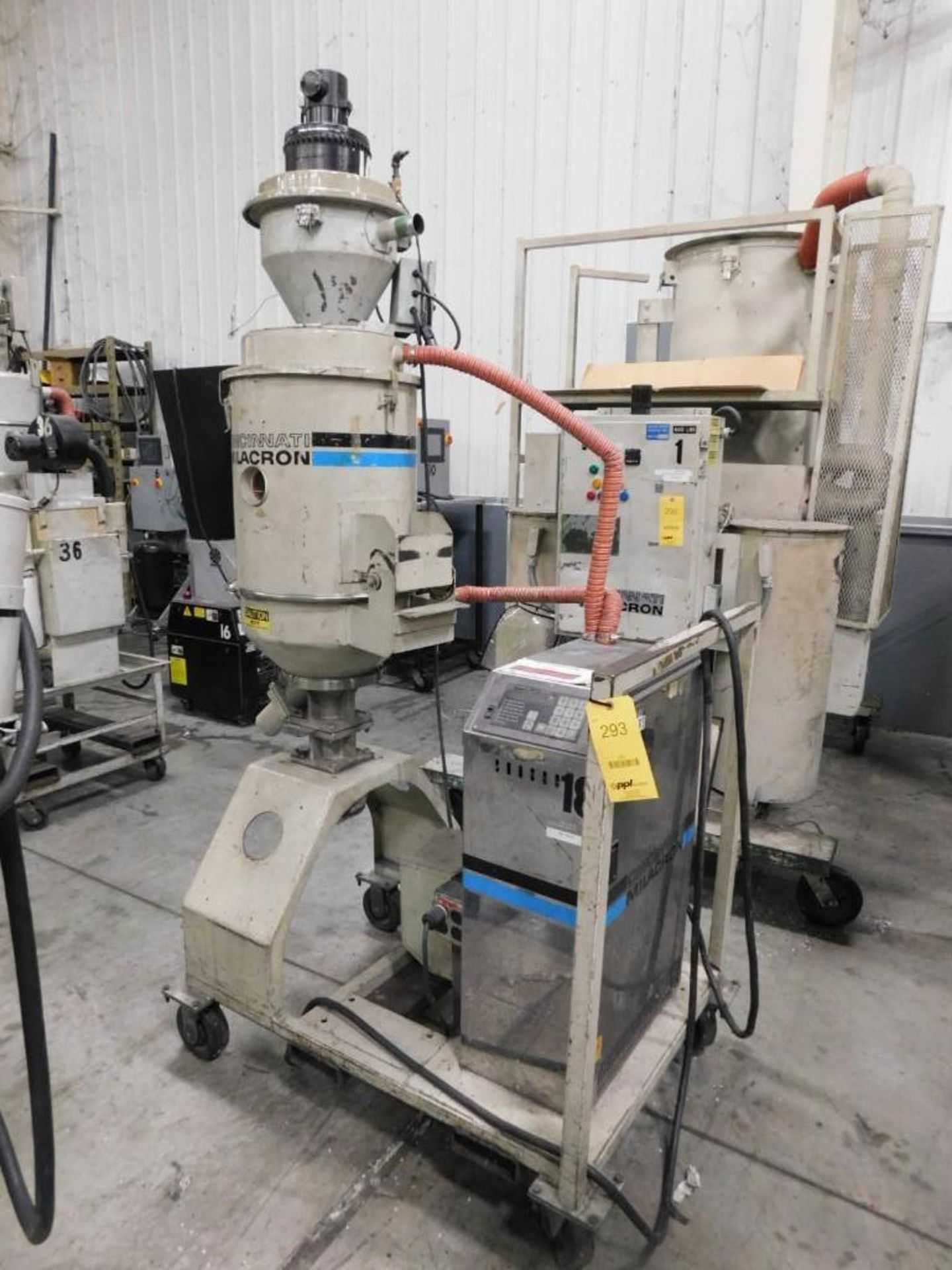 Cincinnati Milacron Desiccant Material Dryer Unit, Approx. 200 Lb. Capacity Top Side Vacuum Loaded G