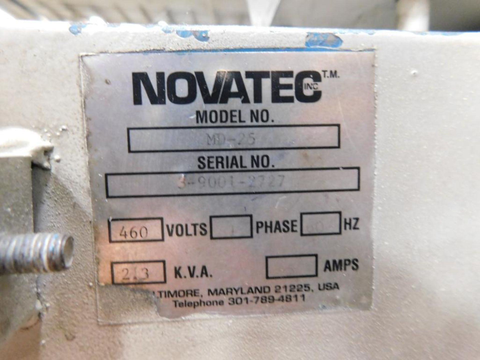 Novatec MD-25 100 Lb. Portable Material Dryer, S/N 3-9001-2727 - Image 6 of 6