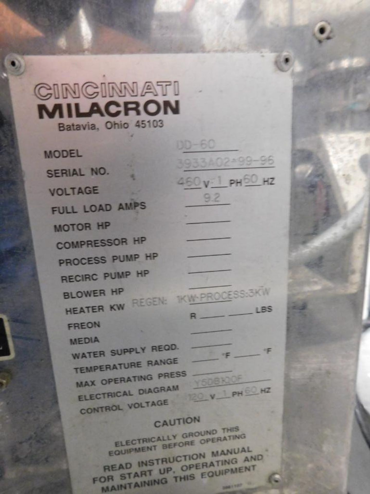 Cincinnati Milacron Desiccant Material Dryer Unit, Approx. 200 Lb. Capacity Top Side Vacuum Loaded G - Image 6 of 6