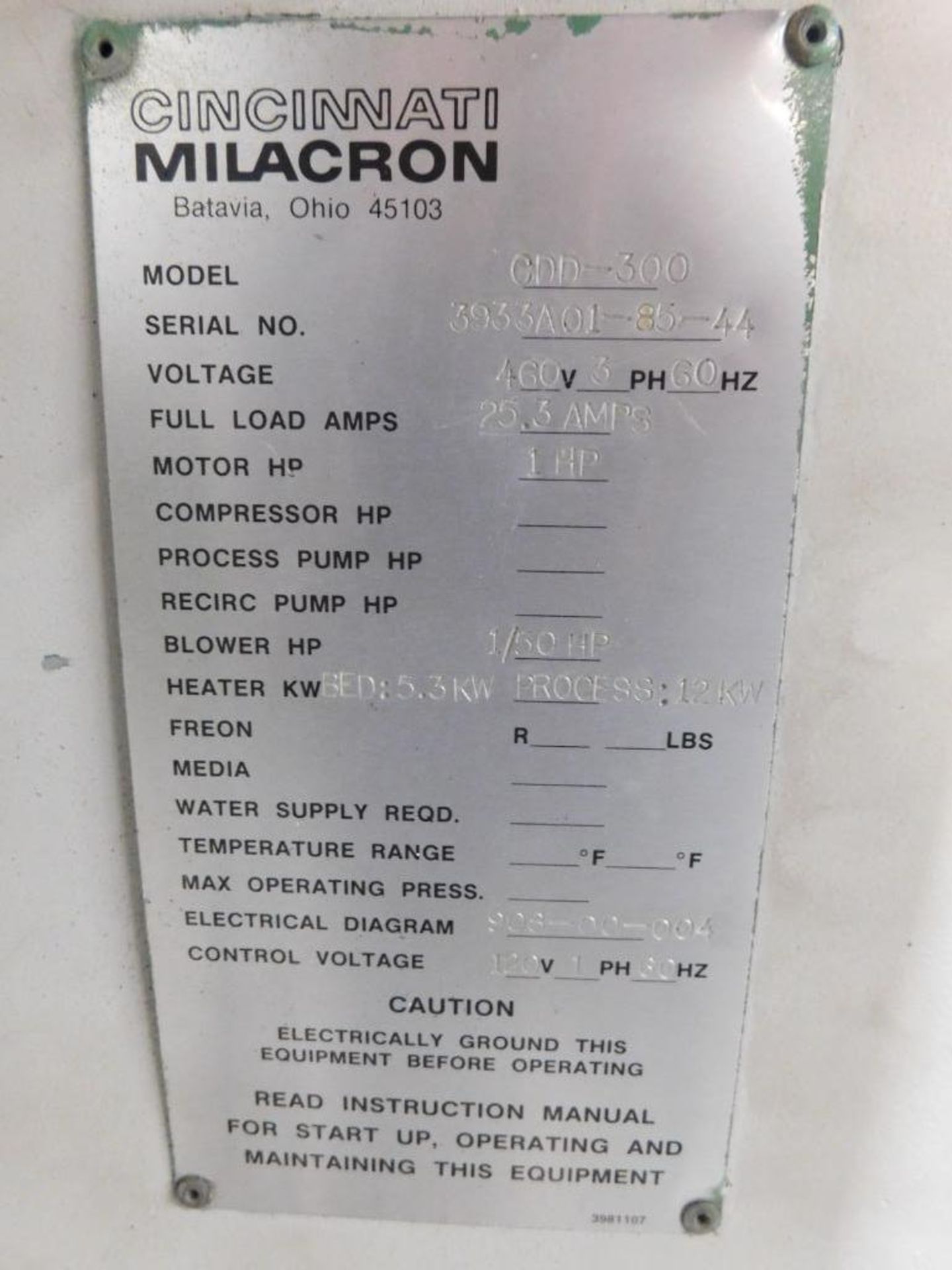 Cincinnati Milacron CDD-300 600 Lb. Portable Material Dryer, S/N 393-3A01-85-44 - Image 5 of 5