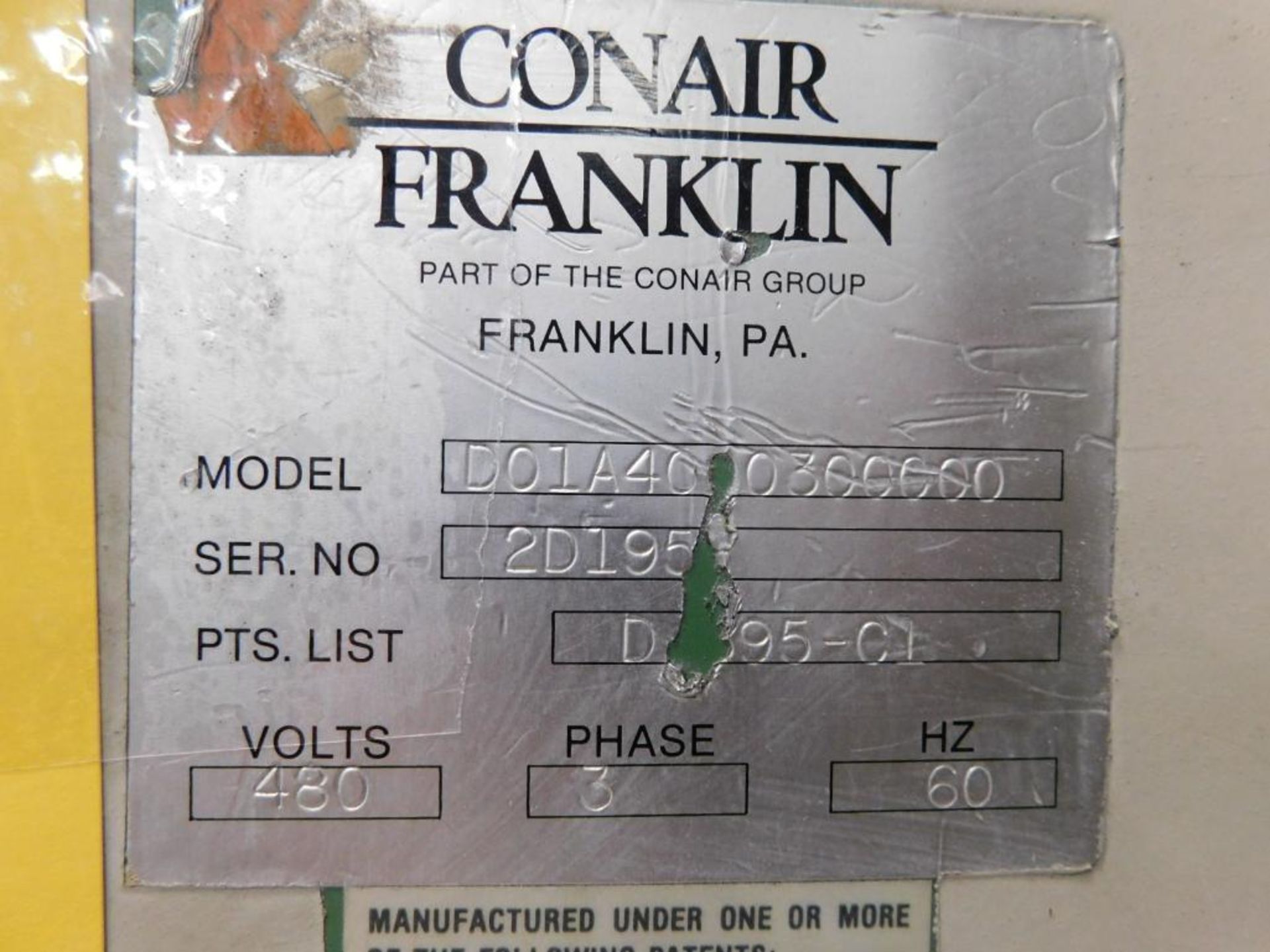 Conair/Franklin Desiccant Material Dryer Unit, Dry Hop 350 Lb. Capacity Top Side Vacuum Loaded Gravi - Image 5 of 5