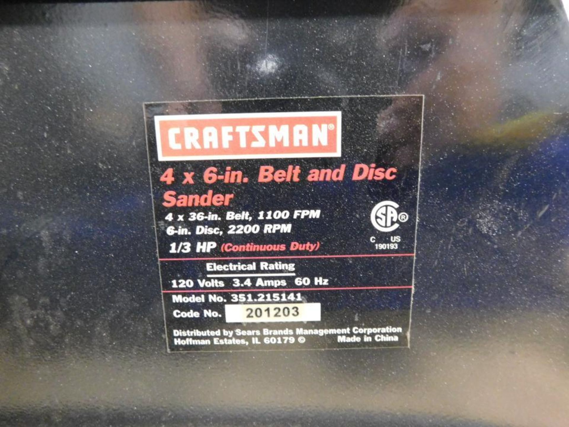 Craftsman 4" x 6" Belt & Disc Sander - Image 4 of 4