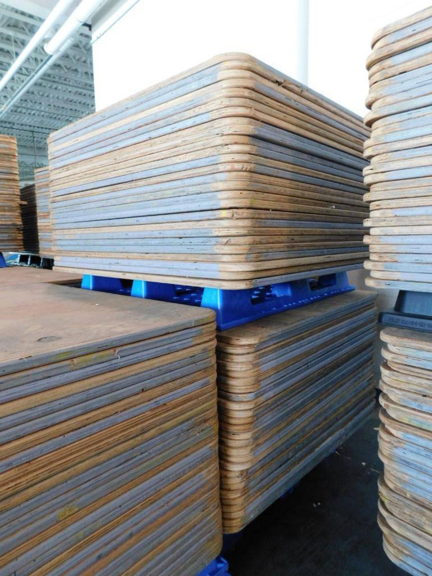 LOT: Large Quantity of 50" x 50" Wood Paper Roll Pallets on (7) Plastic Pallets (LOCATION: IN MAIL R - Image 3 of 6