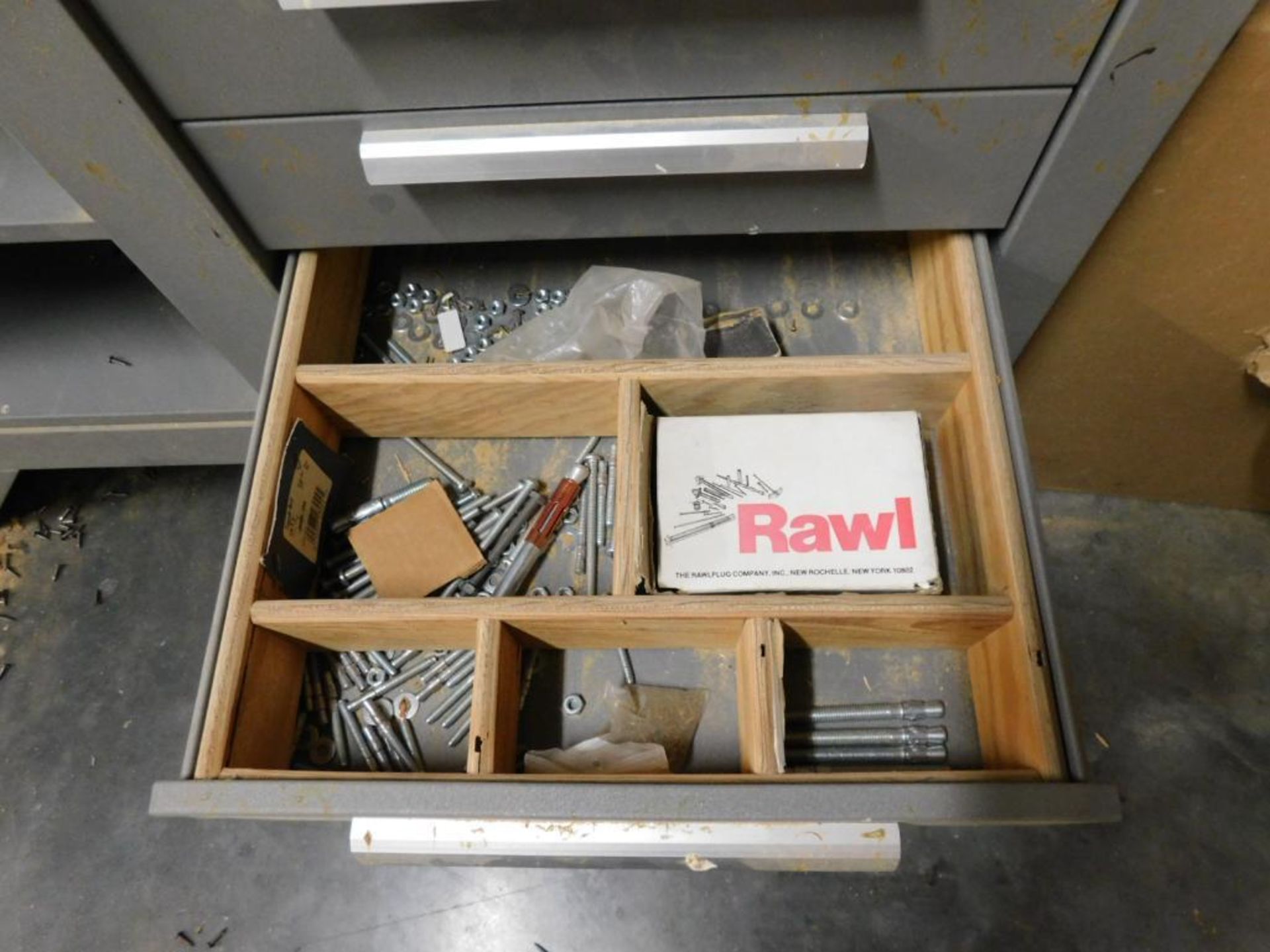 LOT: (2) Kennedy 54" x 20" Maple Top 5-Drawer Work Benches w/Contents of Wood Work Supplies (LOCATIO - Image 7 of 12