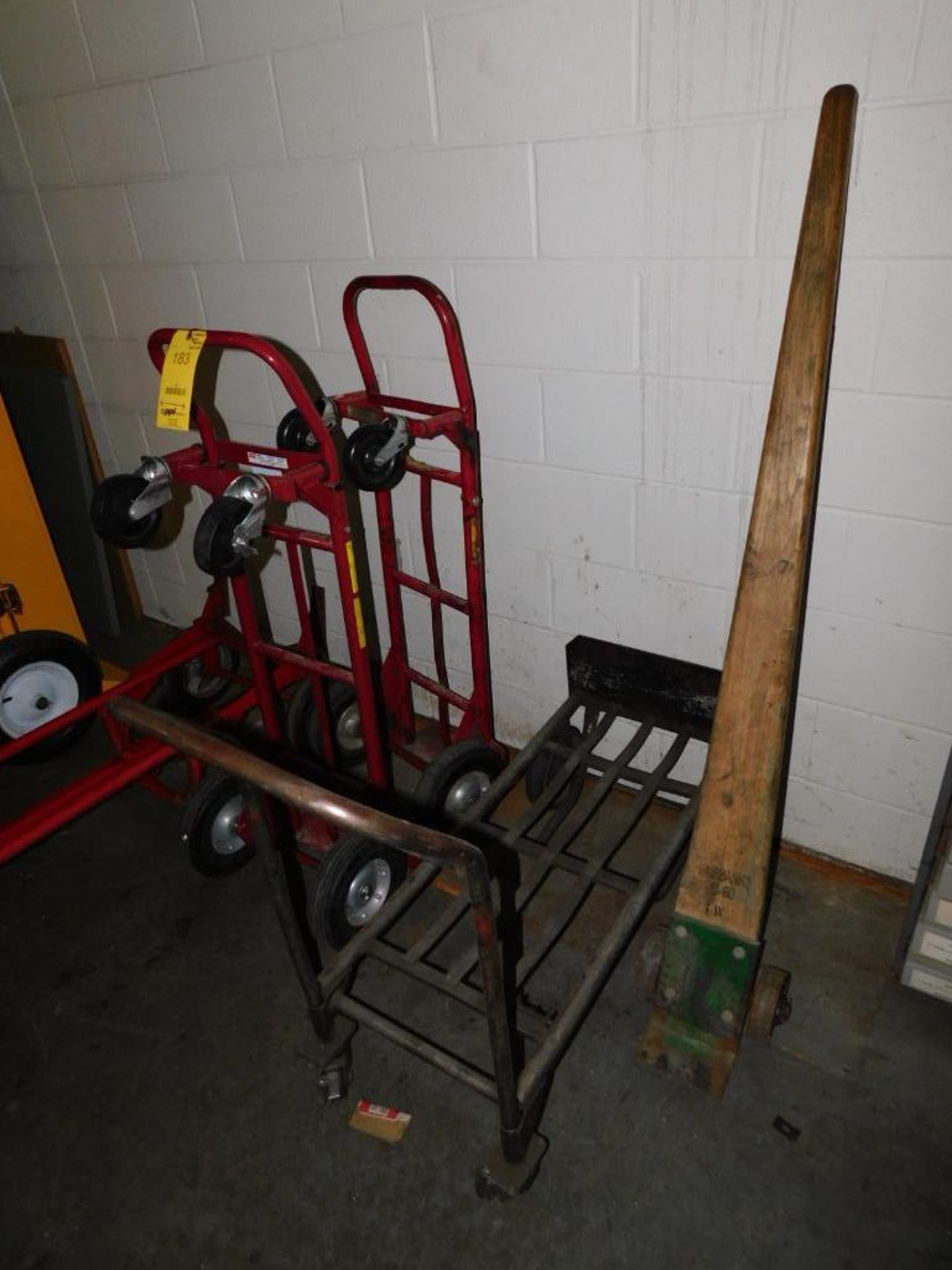 LOT: (3) Convertible Dollies, (1) 5' Johnson Bar, Wesco Drum Barrel Dolly (LOCATION: IN MACHINE SHOP - Image 5 of 7