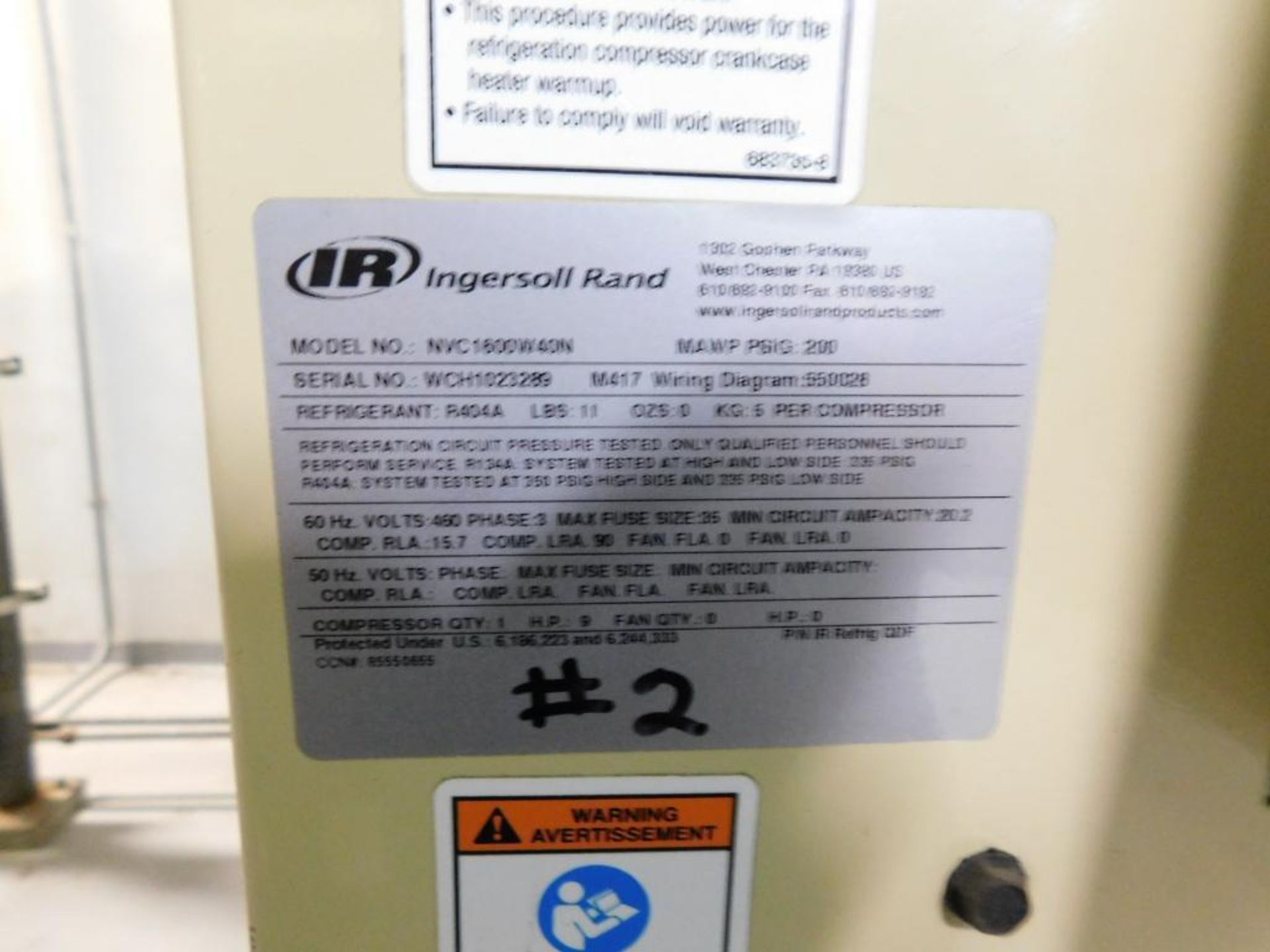 Ingersoll-Rand NVC1600W40N Air Dryer, S/N WCH1023289 (LOCATION: IN COMPRESSOR/BOILER ROOM, 3RD FLOOR - Image 7 of 7