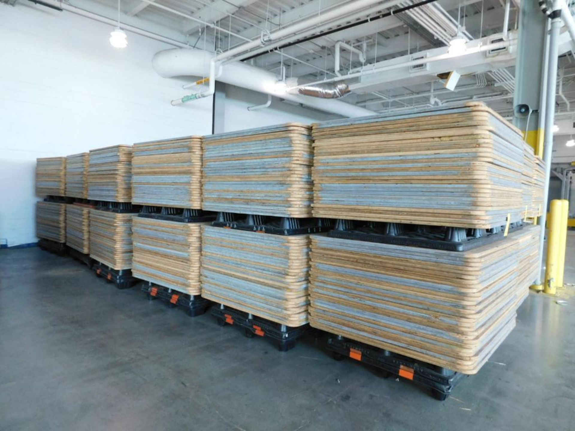 LOT: Large Quantity of 50" x 50" Wood Paper Roll Pallets on (12) Plastic Pallets (LOCATION: IN MAIL - Image 2 of 8