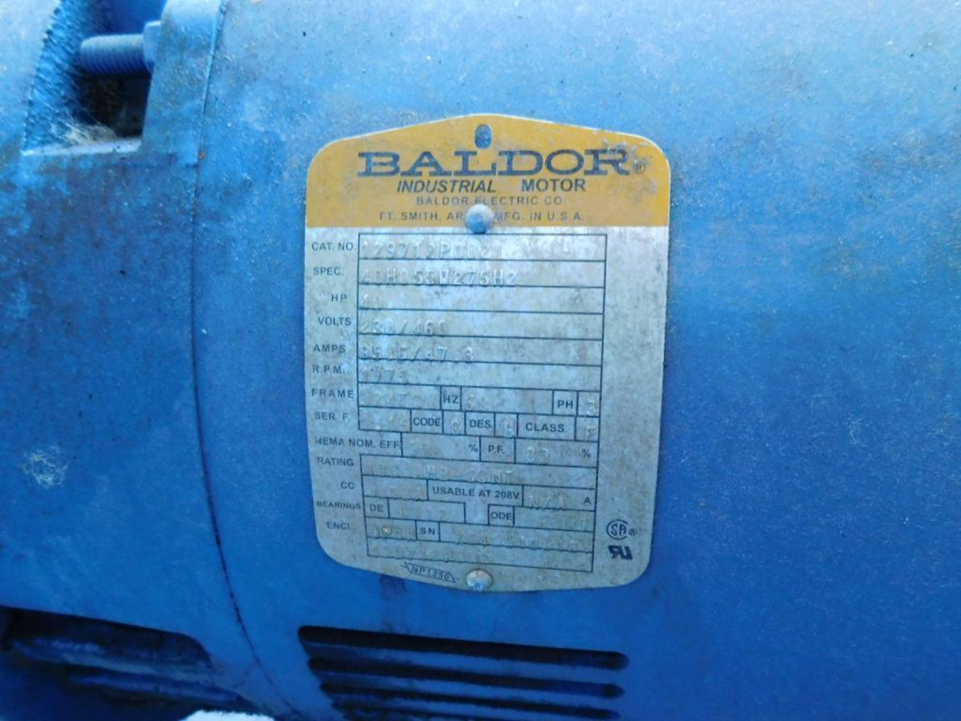 Quincy 40 HP Air Compressor, Baldor Motor, 37472 Indicated Hours (LOCATION: IN COMPRESSOR/BOILER ROO - Image 10 of 10