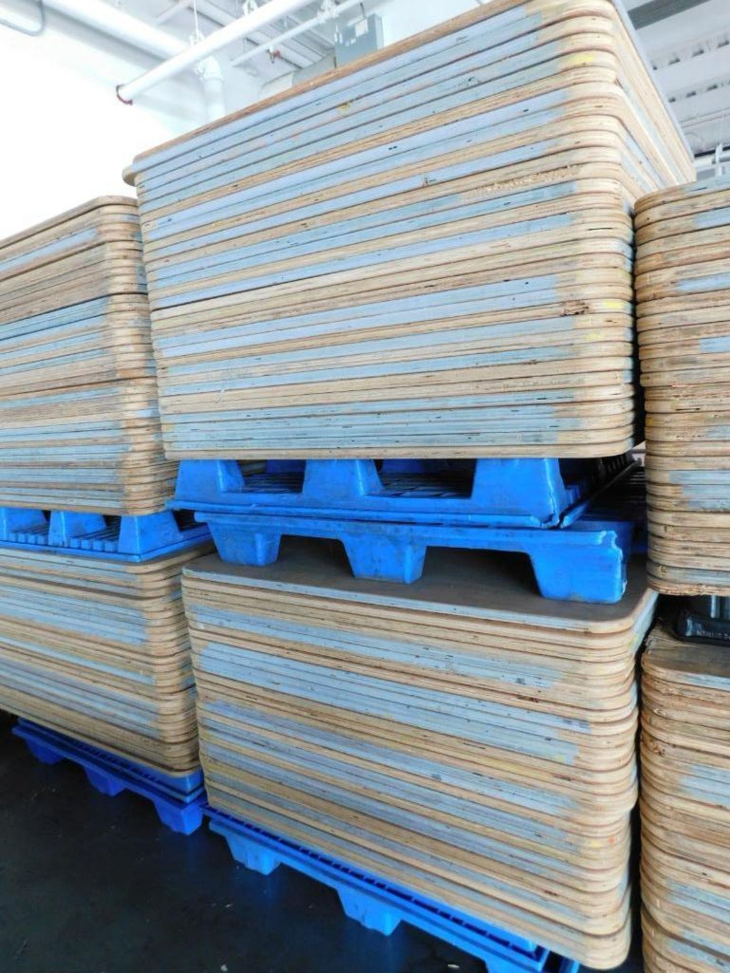 LOT: Large Quantity of 50" x 50" Wood Paper Roll Pallets on (12) Plastic Pallets (LOCATION: IN MAIL - Image 6 of 7