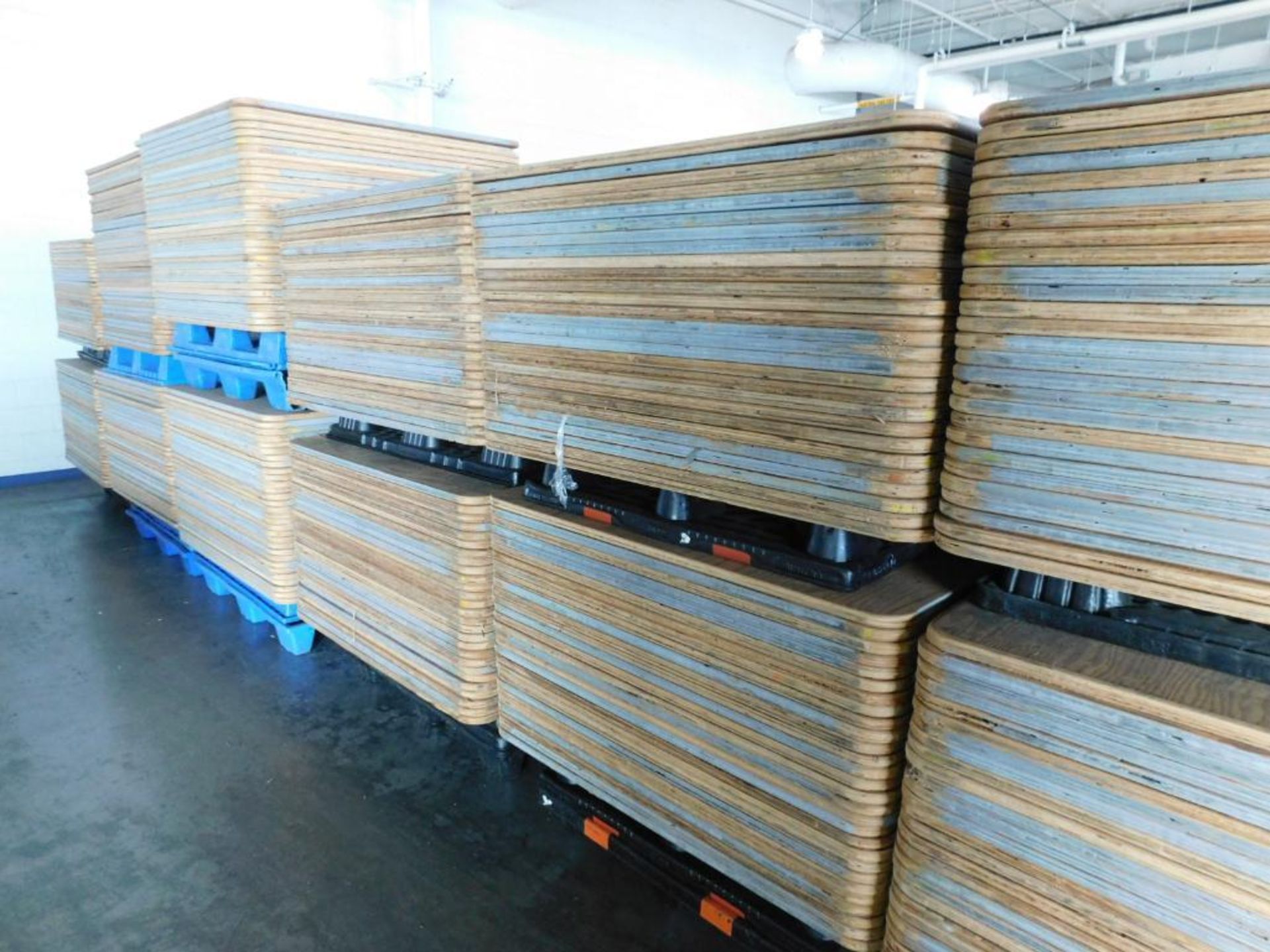 LOT: Large Quantity of 50" x 50" Wood Paper Roll Pallets on (12) Plastic Pallets (LOCATION: IN MAIL - Image 2 of 7