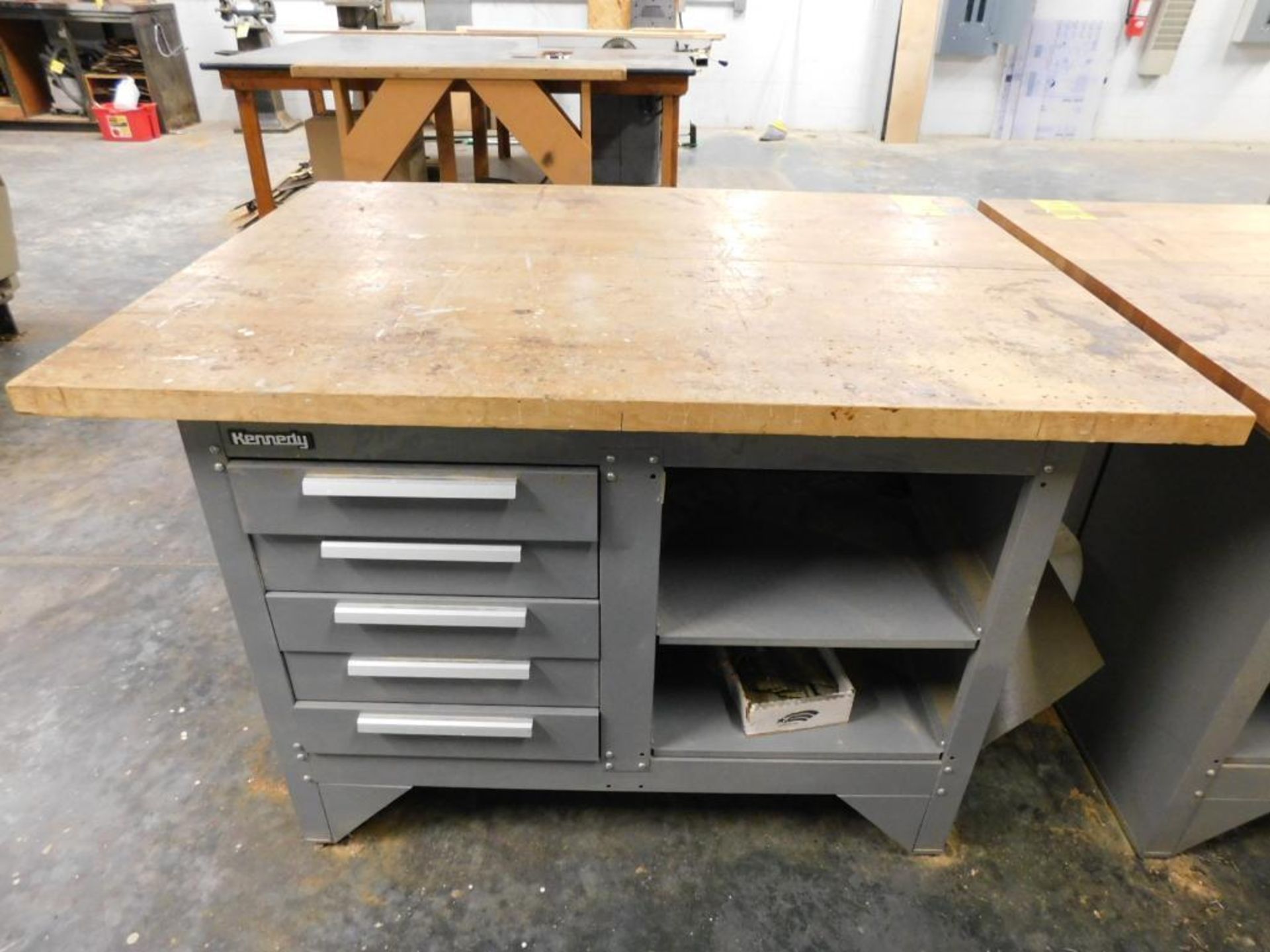 LOT: (2) Kennedy 54" x 20" Maple Top 5-Drawer Work Benches w/Contents of Wood Work Supplies (LOCATIO - Image 2 of 14