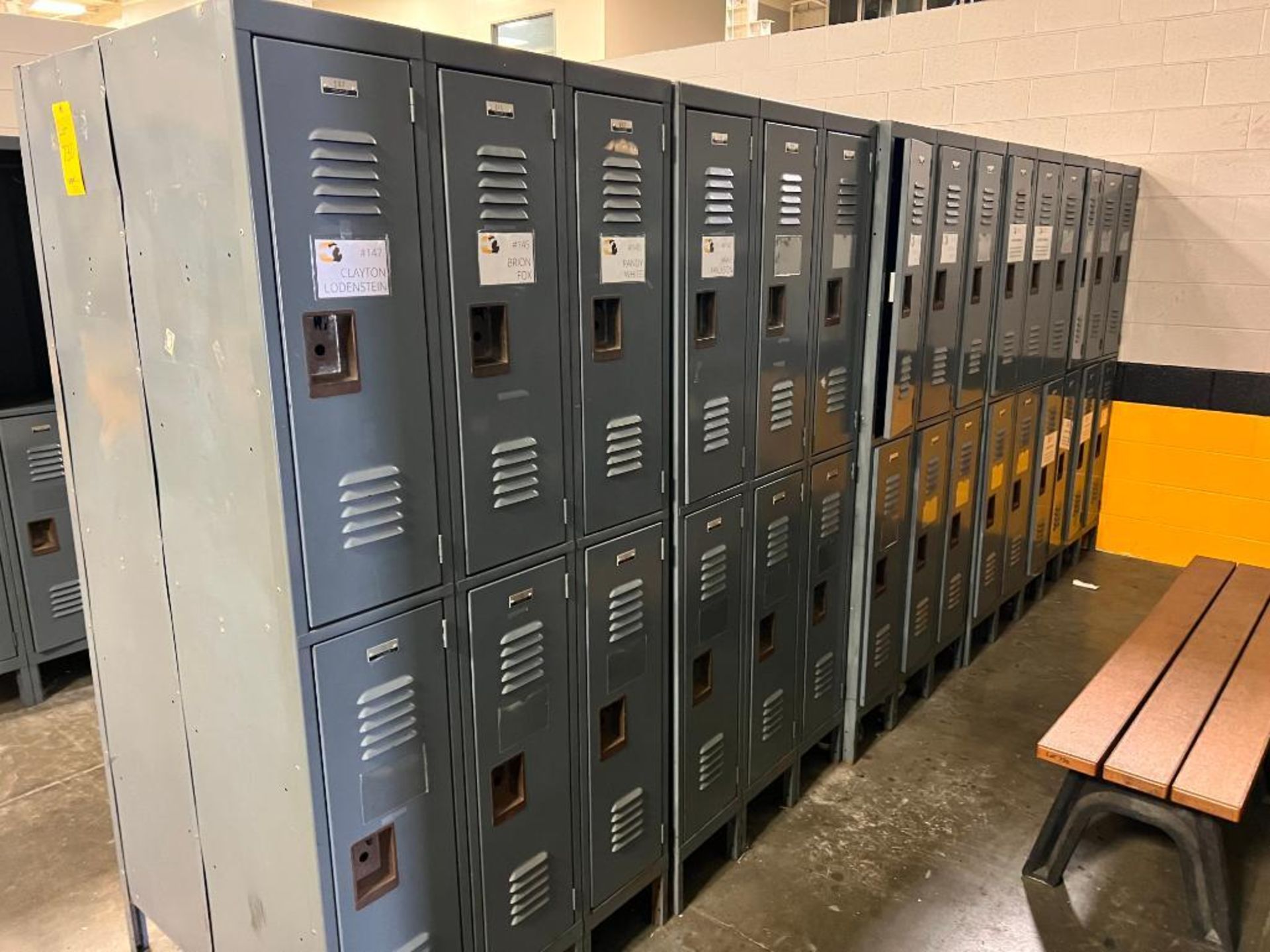 LOT: (2) Rows of Employee Lockers Totaling (60) Lockers, 6' x 17" Bench - Image 2 of 5