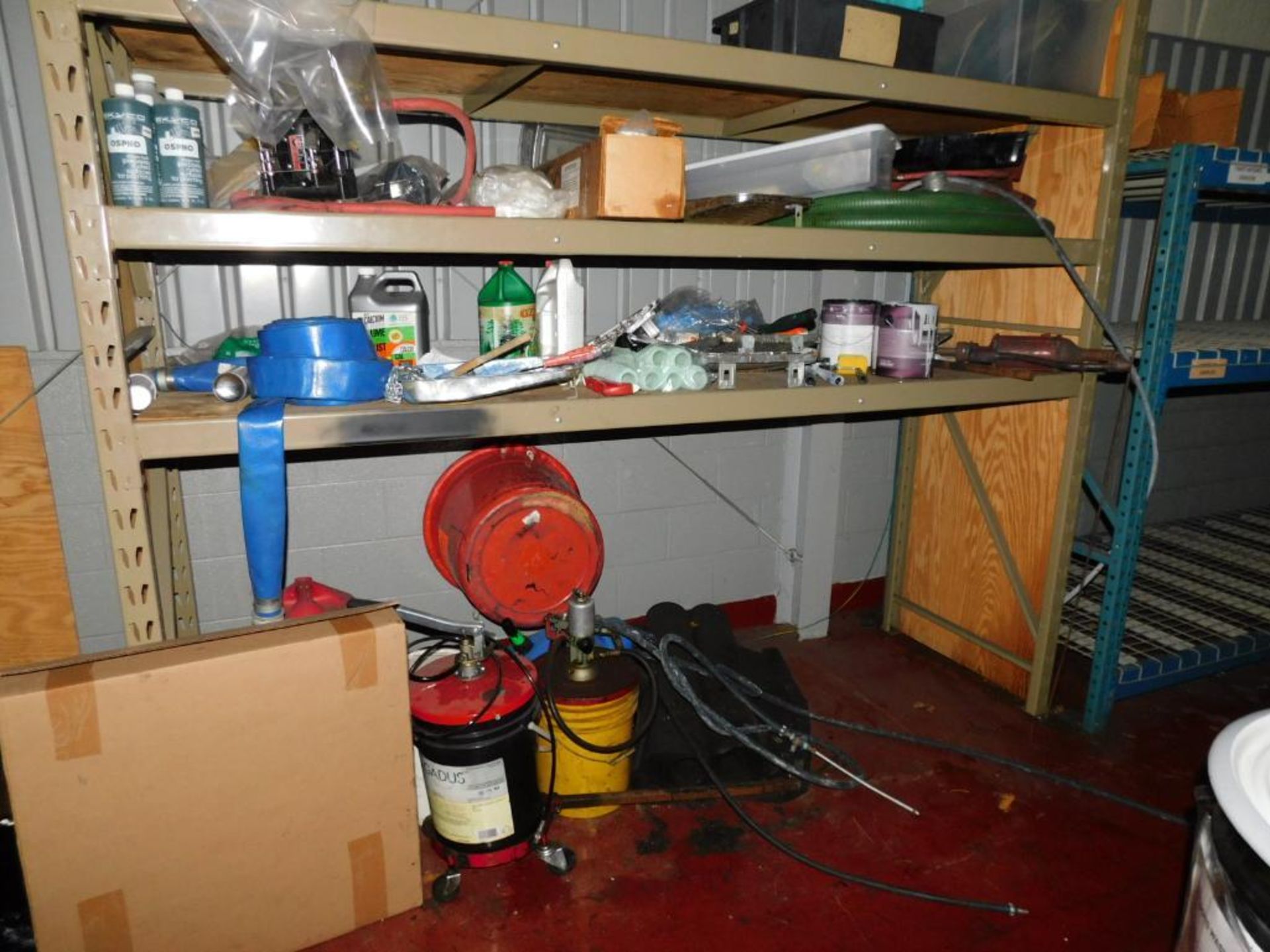 LOT: Contents of Back Paint Room: U-Line Barrel Cart, Dolly, 5-Drawer Craftsman Tool Box, (3) 8' x 8 - Image 14 of 16
