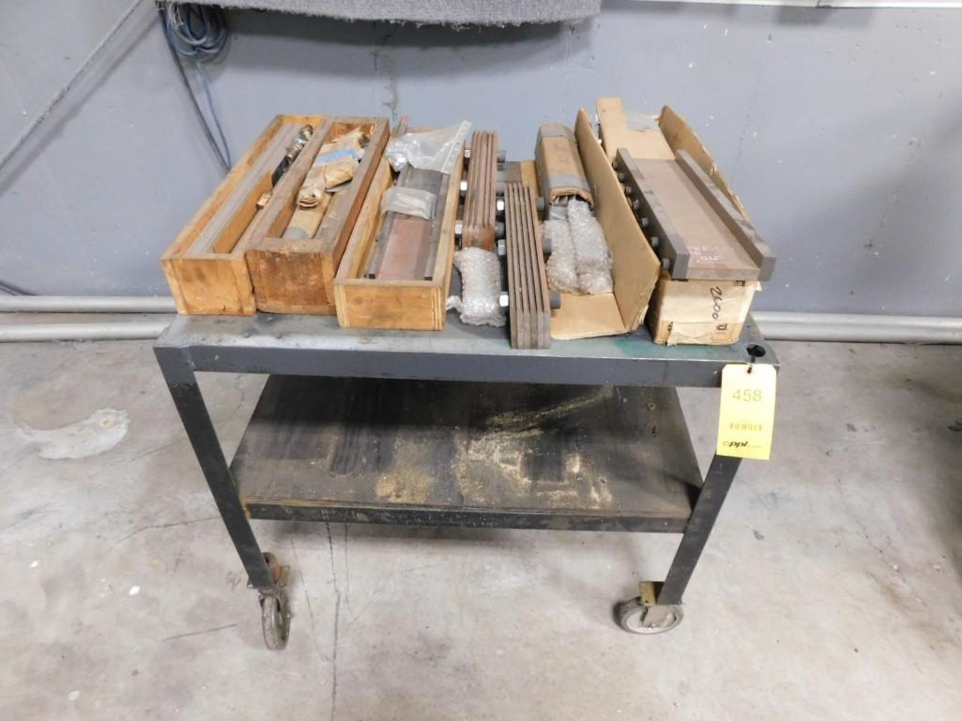 LOT: Assorted Granulator Blades on Rolling Table