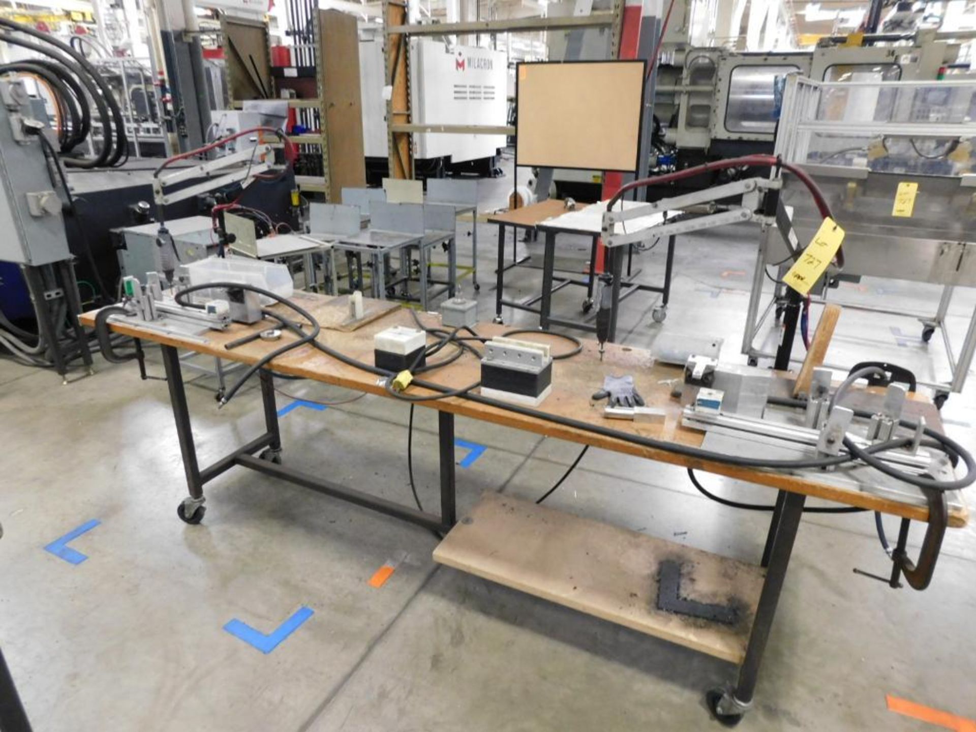LOT: (8) Work Stations, (2) Punch Presses, (2) Drying Stations, Drilling Station, Glue Station, etc.