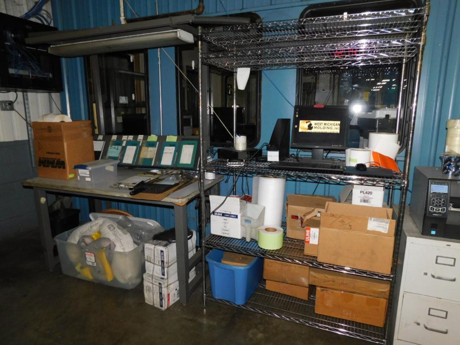 LOT: Contents of (2) Shipping Offices: (4) HP Computer Monitors, Desks, Cabinets, Chairs, Brother Pr - Image 3 of 12