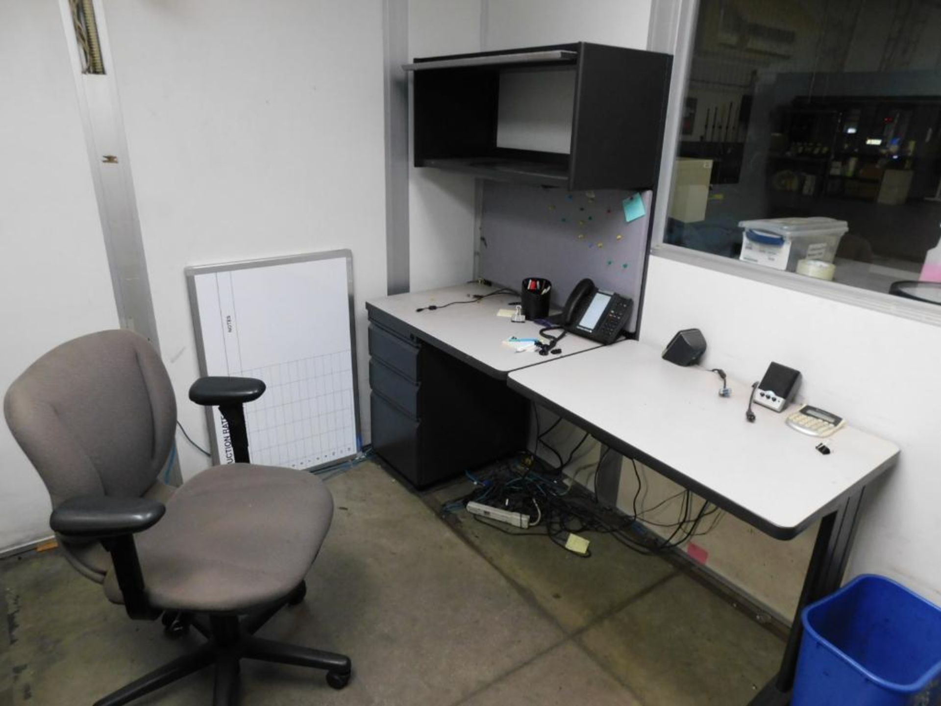 LOT: Contents of (2) Shipping Offices: (4) HP Computer Monitors, Desks, Cabinets, Chairs, Brother Pr - Image 5 of 12