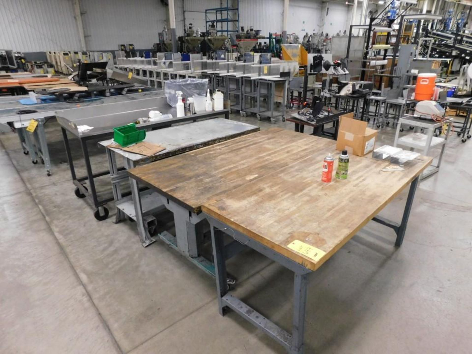 LOT: (1) 72" x 30" Maple Top Work Table, (1) 72" x 36" Rolling Maple Top Work Table, (1) 60" x 29" W