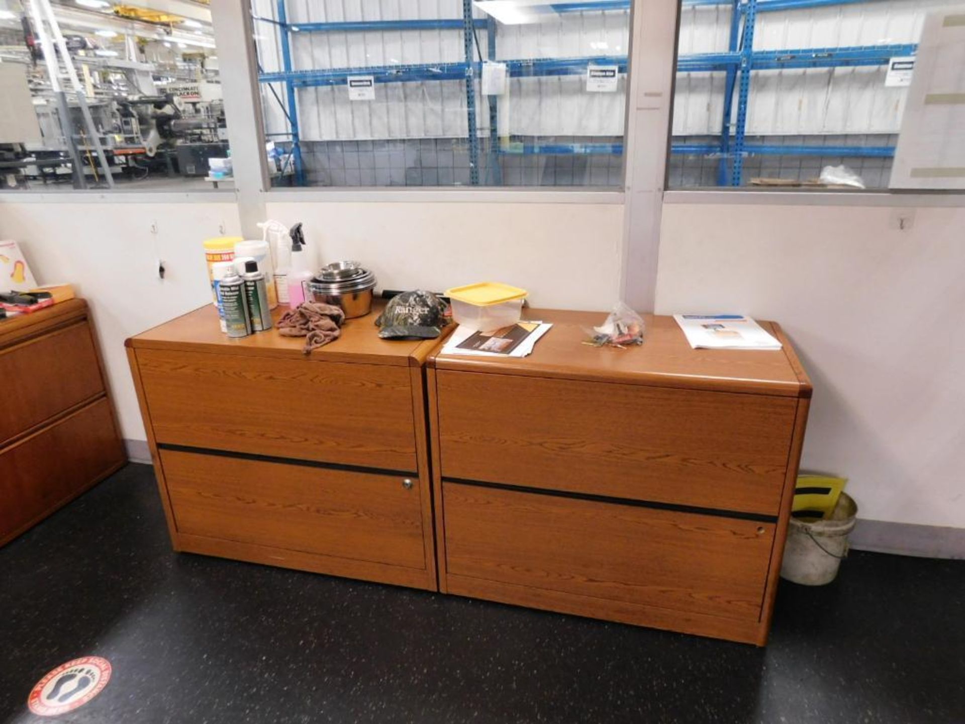 LOT: Contents of (2) Shipping Offices: (4) HP Computer Monitors, Desks, Cabinets, Chairs, Brother Pr - Image 10 of 12
