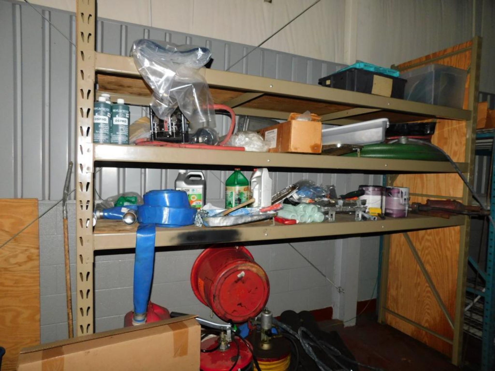 LOT: Contents of Back Paint Room: U-Line Barrel Cart, Dolly, 5-Drawer Craftsman Tool Box, (3) 8' x 8 - Image 13 of 16