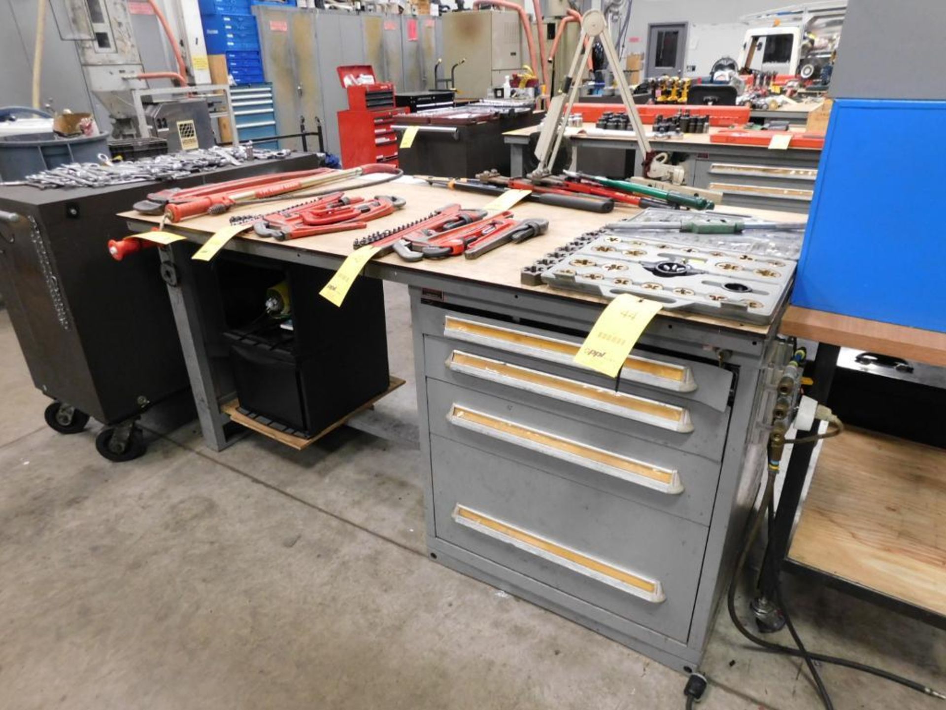 LOT: (2) Lyon 40-Drawer Tooling Cabinet & 72" x 36" Table, (12) 72" x 30" Maple Top Work Bench - Image 3 of 6