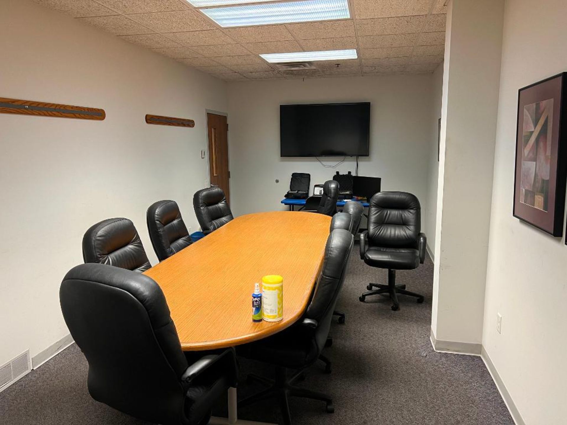 LOT: Contents of Conference Room: 12' x 4 ' Conference Table, (9) Office Chairs, 64" Samsung TV, Pro