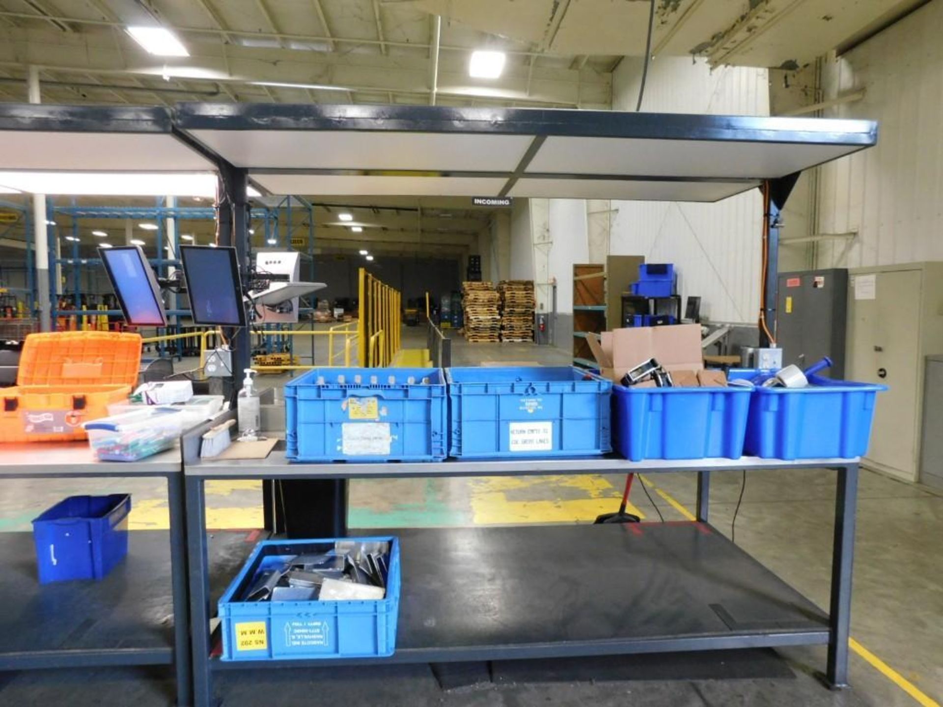 LOT: Contents Inside Safety Cage of: (2) 8' x 4' Stainless Steel Top Tables w/Overhead Lights, (4) H - Image 8 of 11