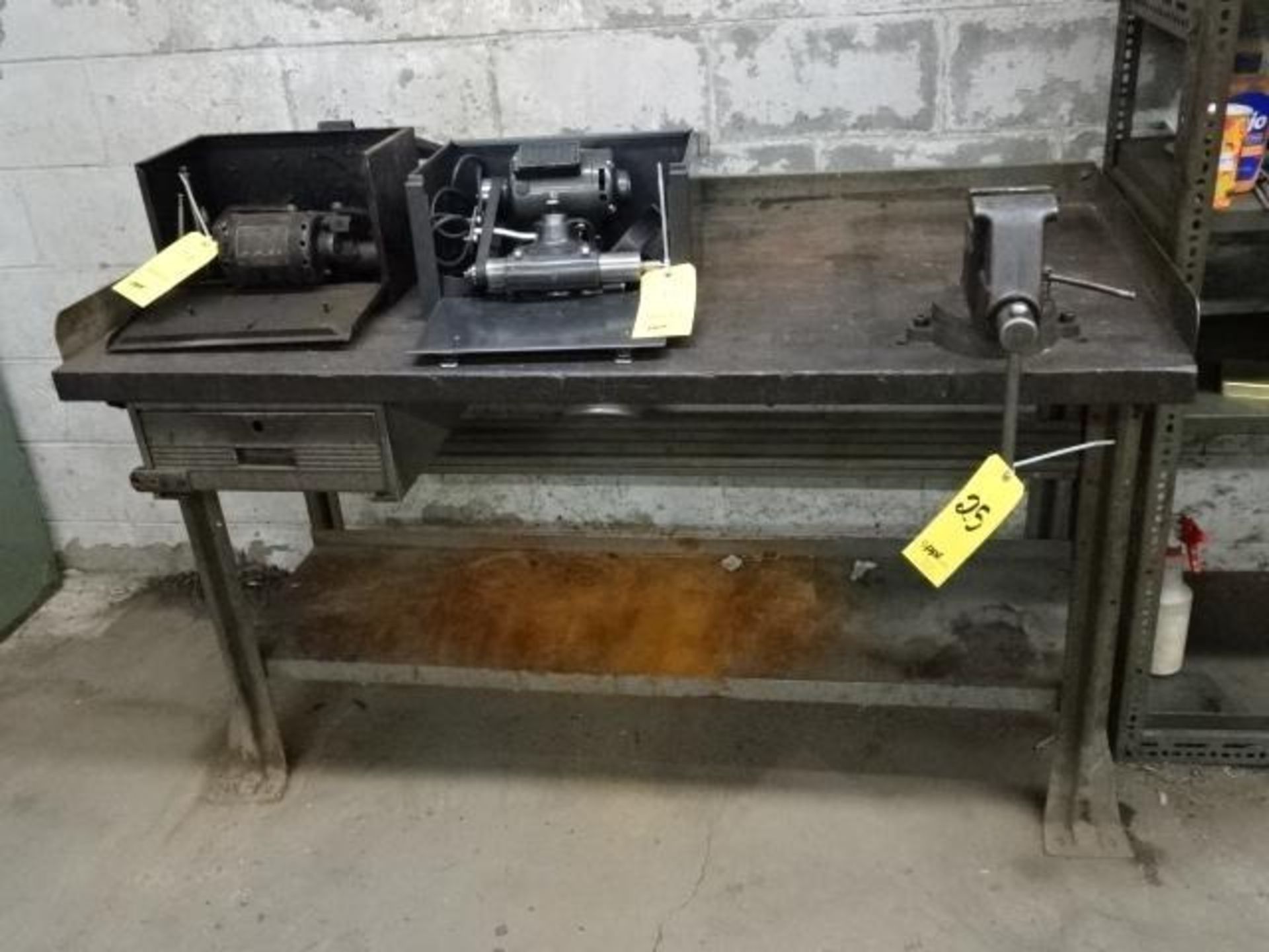 LOT: (2) 5' Wood Workbenches w/ Table Vises - Image 2 of 5