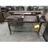 LOT: (2) 5' Wood Workbenches w/ Table Vises