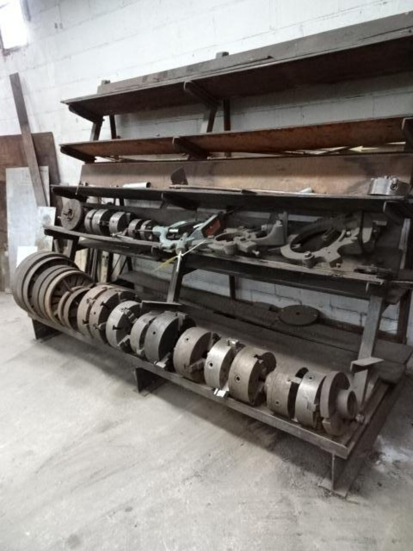 LOT: of Assorted Lathe Rests, Chucks, and Wheel Plates - Image 2 of 3