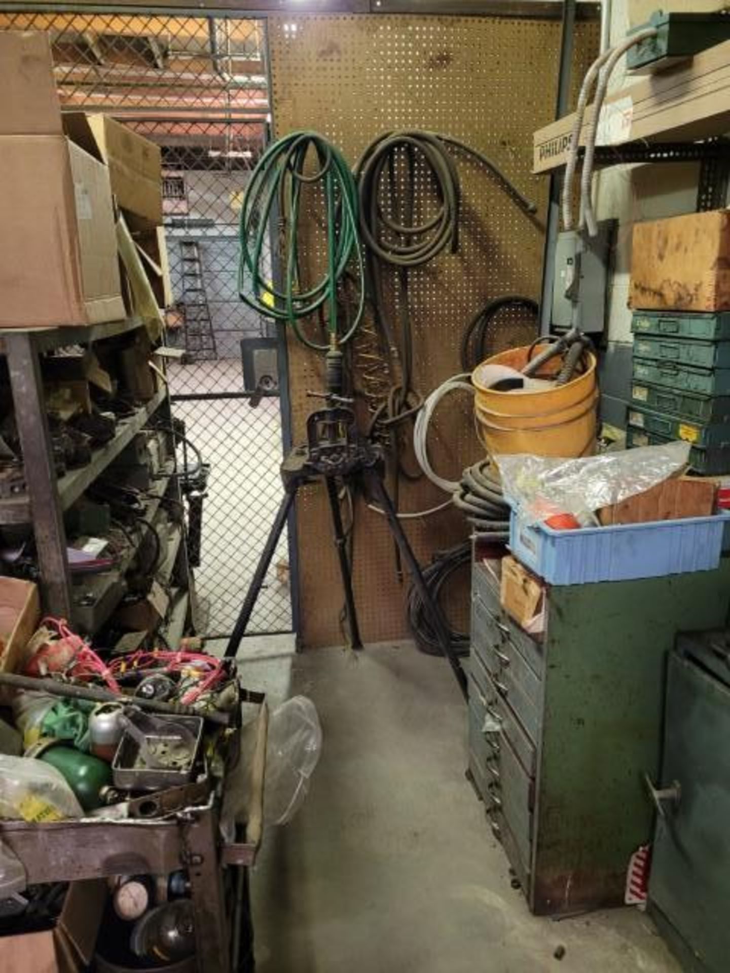 LOT: of Assorted Machine Supplies Consisting of: Cabinets, Motors, Clamps, Nuts, Bolts, Fasteners, D - Image 6 of 9