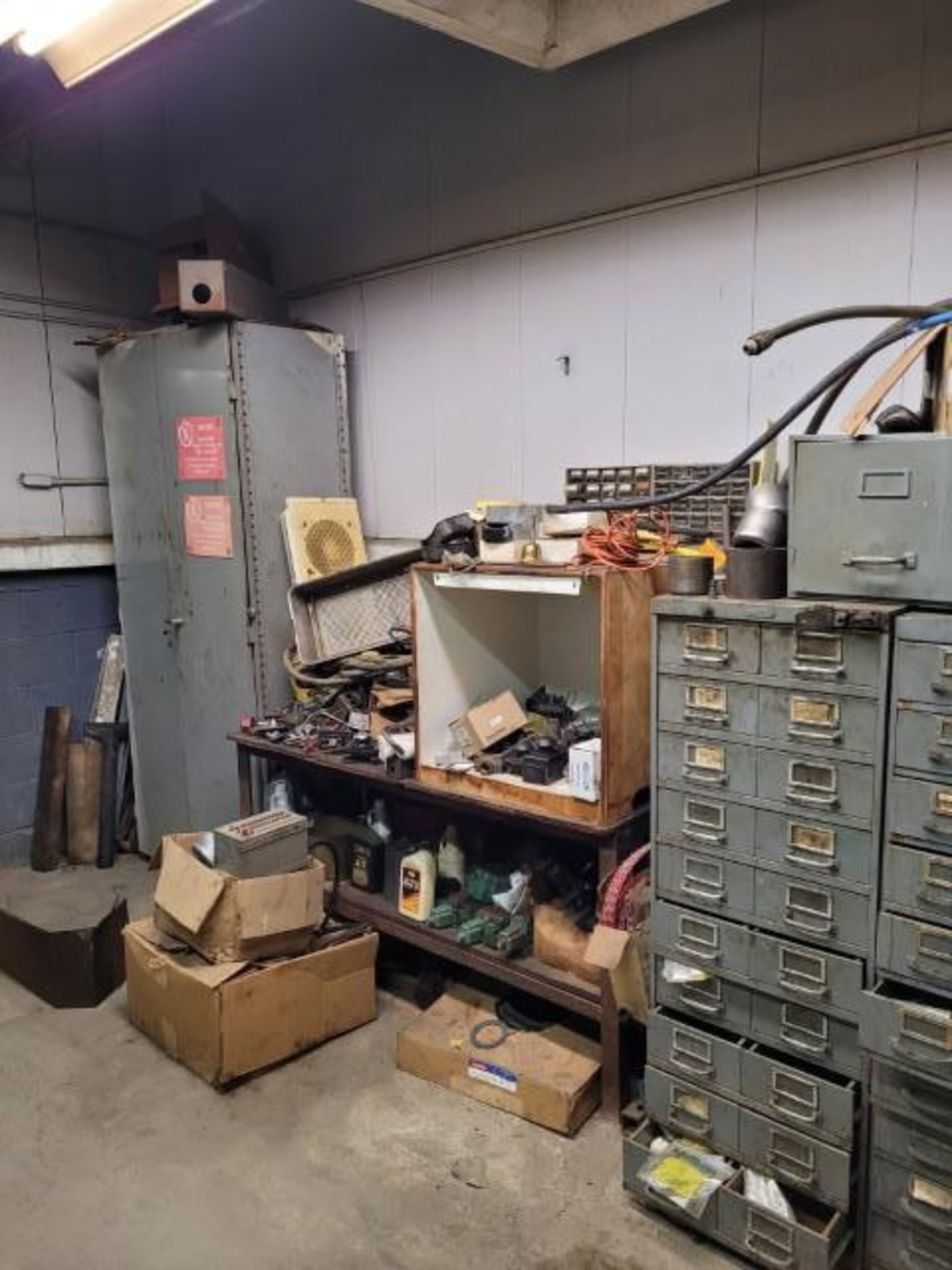 LOT: of Assorted Machine Supplies Consisting of: Cabinets, Motors, Clamps, Nuts, Bolts, Fasteners, D - Image 9 of 9